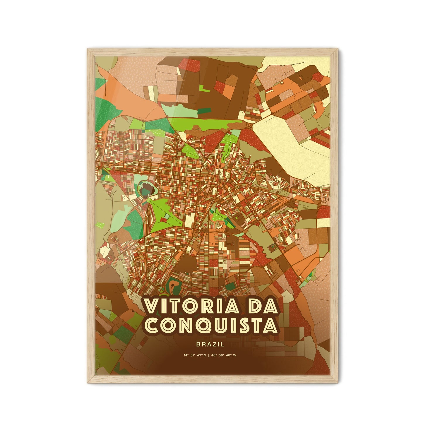 Colorful VITORIA DA CONQUISTA BRAZIL Fine Art Map Farmhouse