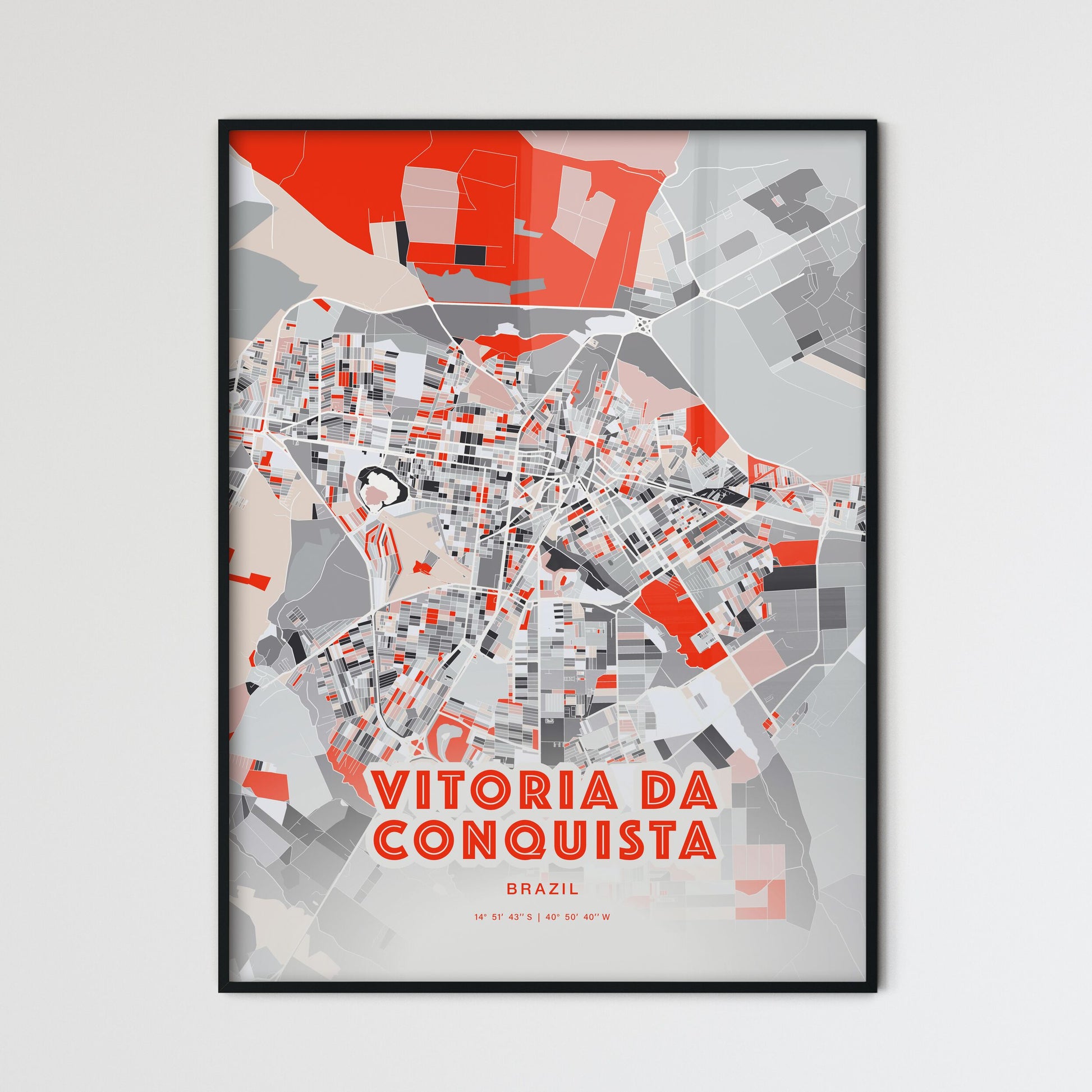 Colorful VITORIA DA CONQUISTA BRAZIL Fine Art Map Modern