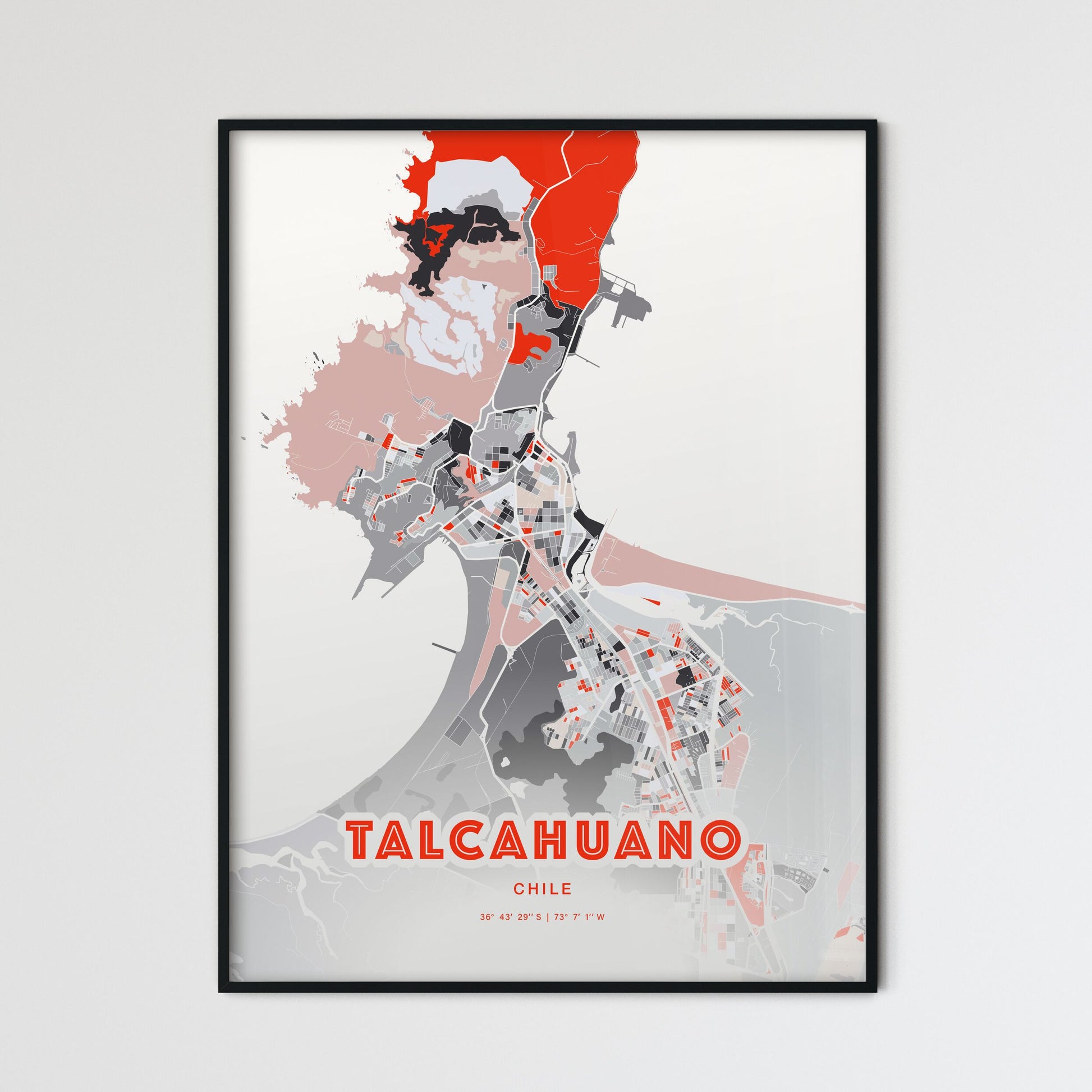 Colorful TALCAHUANO CHILE Fine Art Map Modern