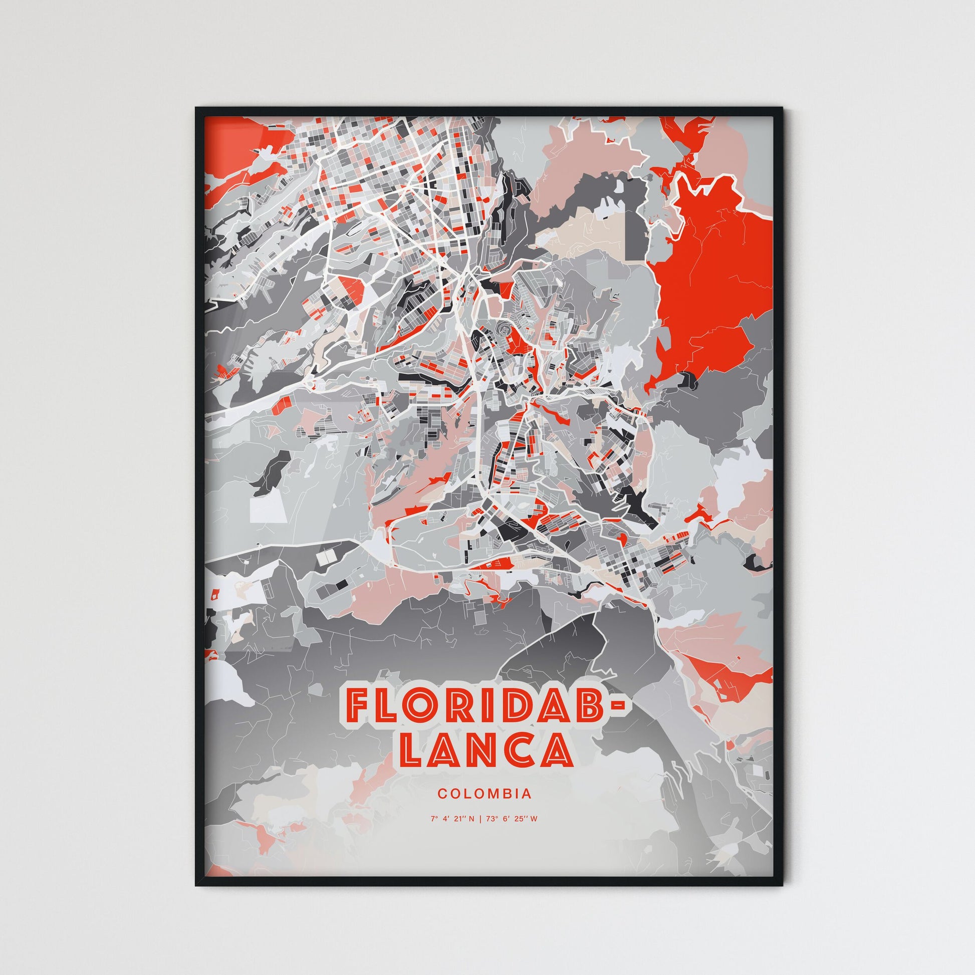 Colorful FLORIDABLANCA COLOMBIA Fine Art Map Modern