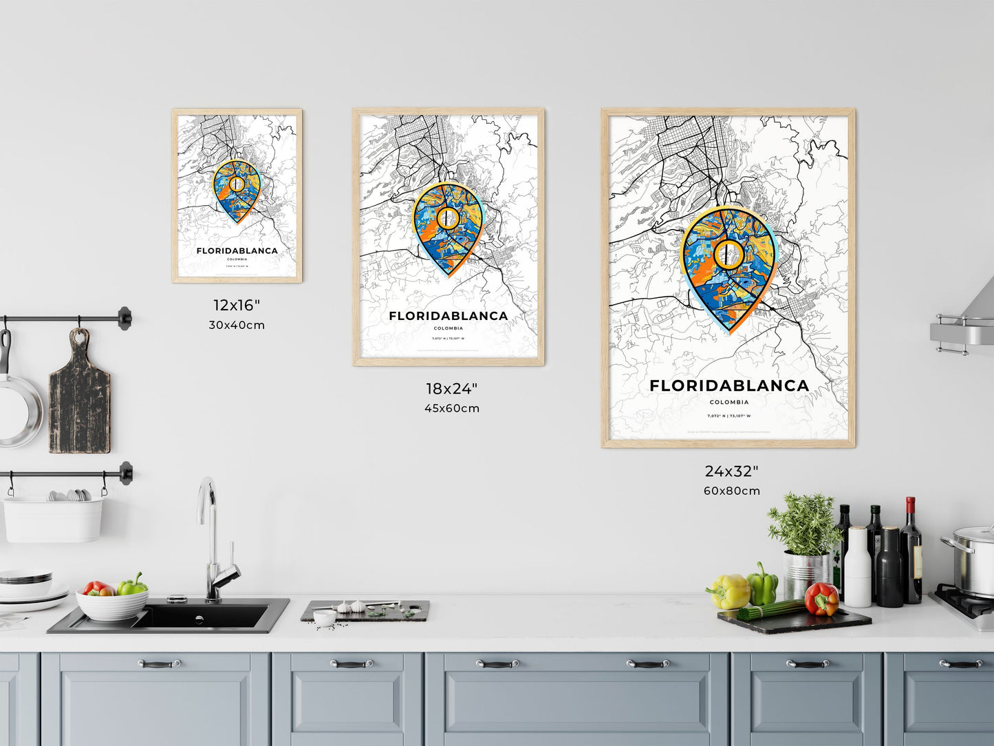 Floridablanca Colombia art map size chart