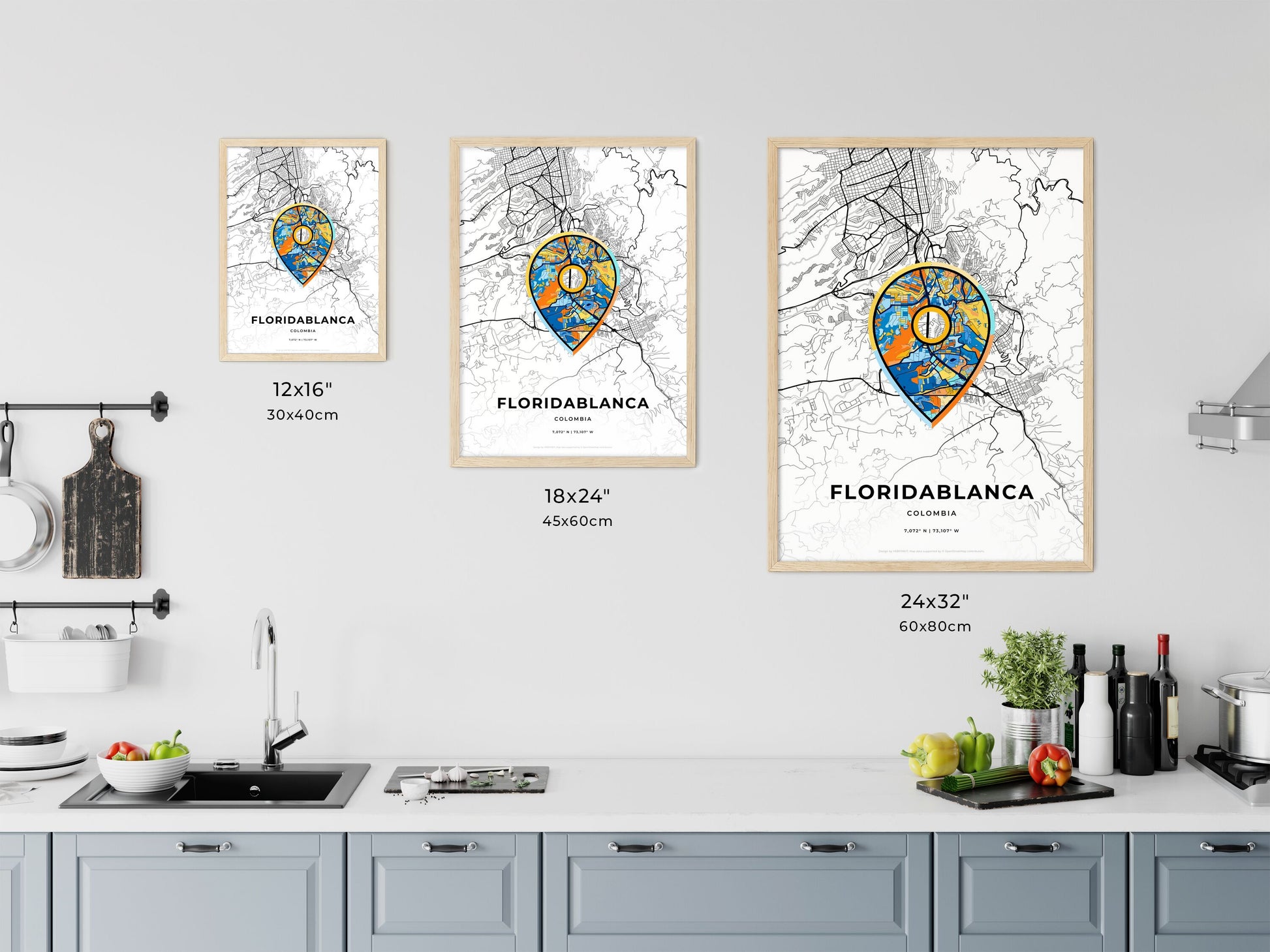 Floridablanca Colombia art map size chart
