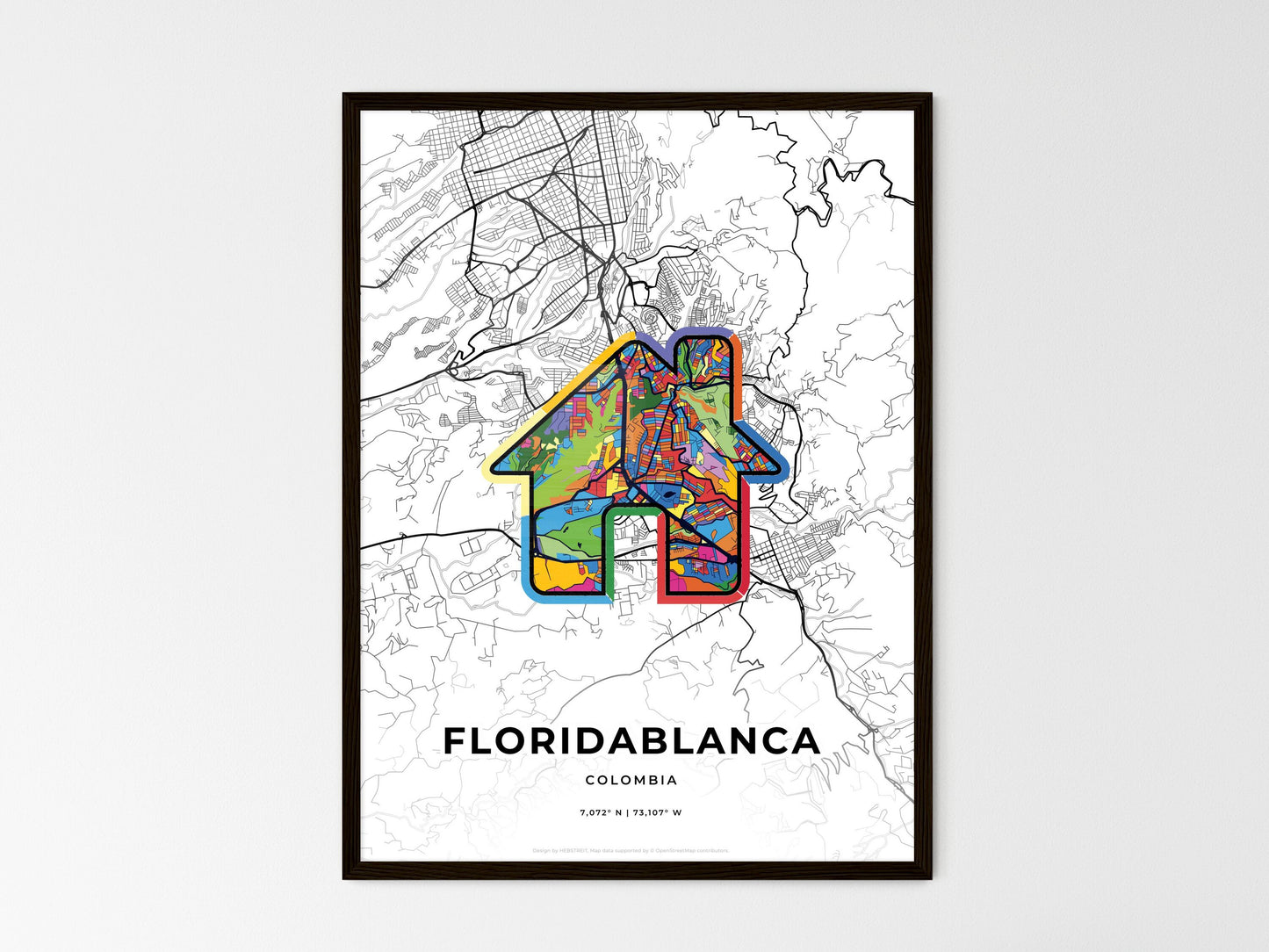 Floridablanca Colombia wedding art map with home icon