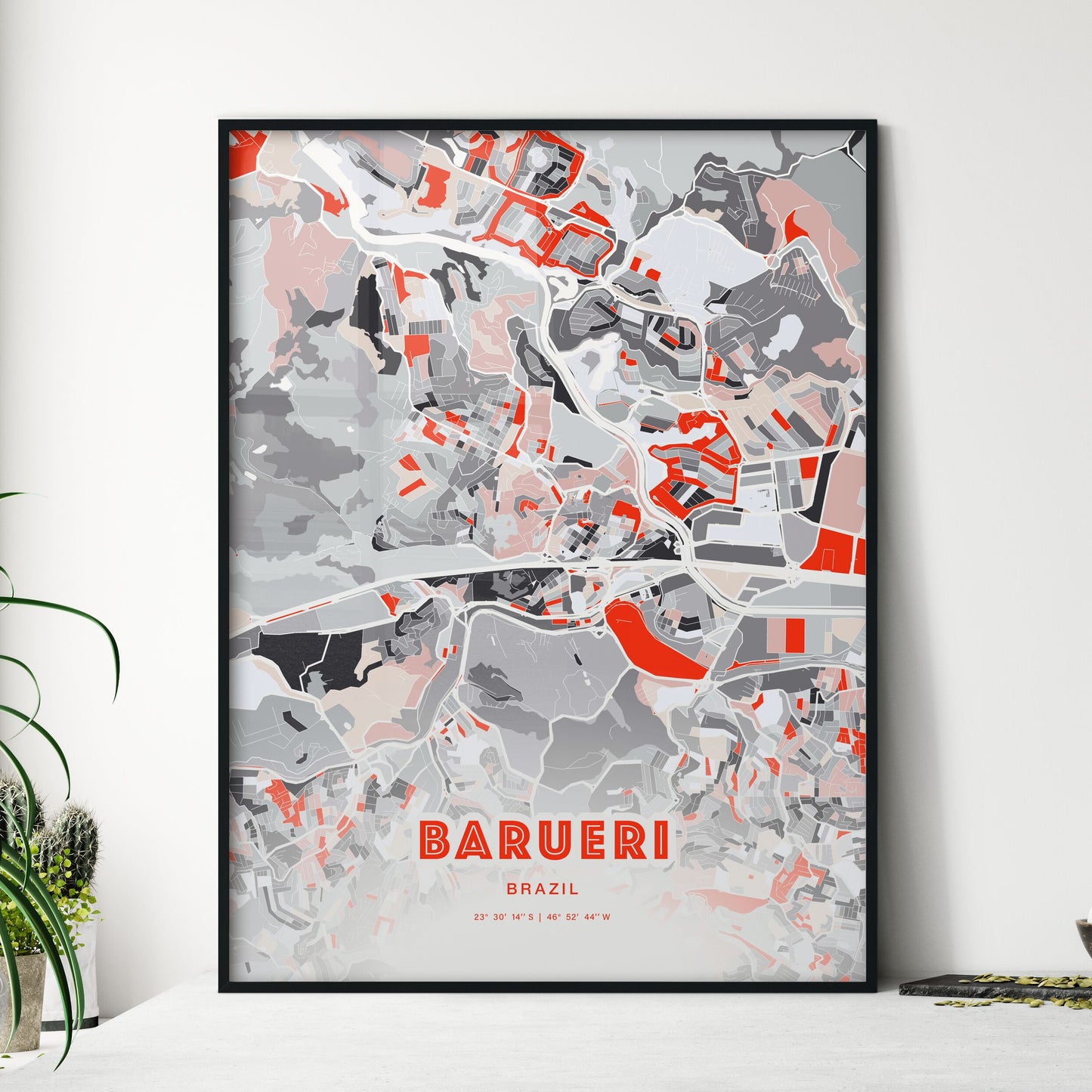 Colorful BARUERI BRAZIL Fine Art Map Modern