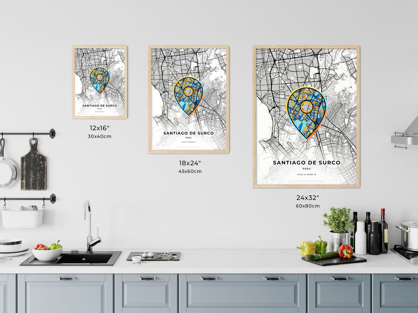 Santiago De Surco Peru art map size chart