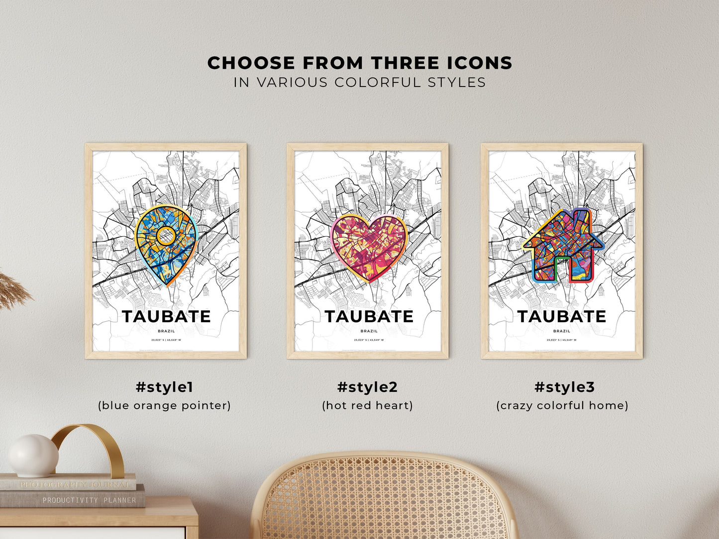 Taubate Brazil maps with colorful icons