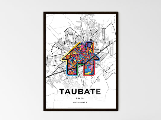 Taubate Brazil wedding art map with home icon