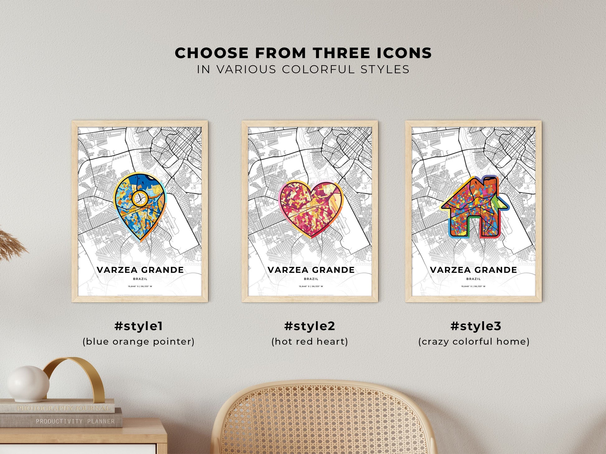 Varzea Grande Brazil maps with colorful icons