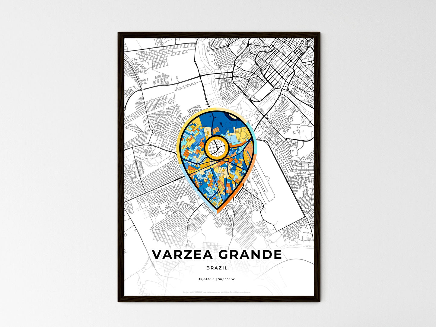 Varzea Grande Brazil wedding art map with pointer icon