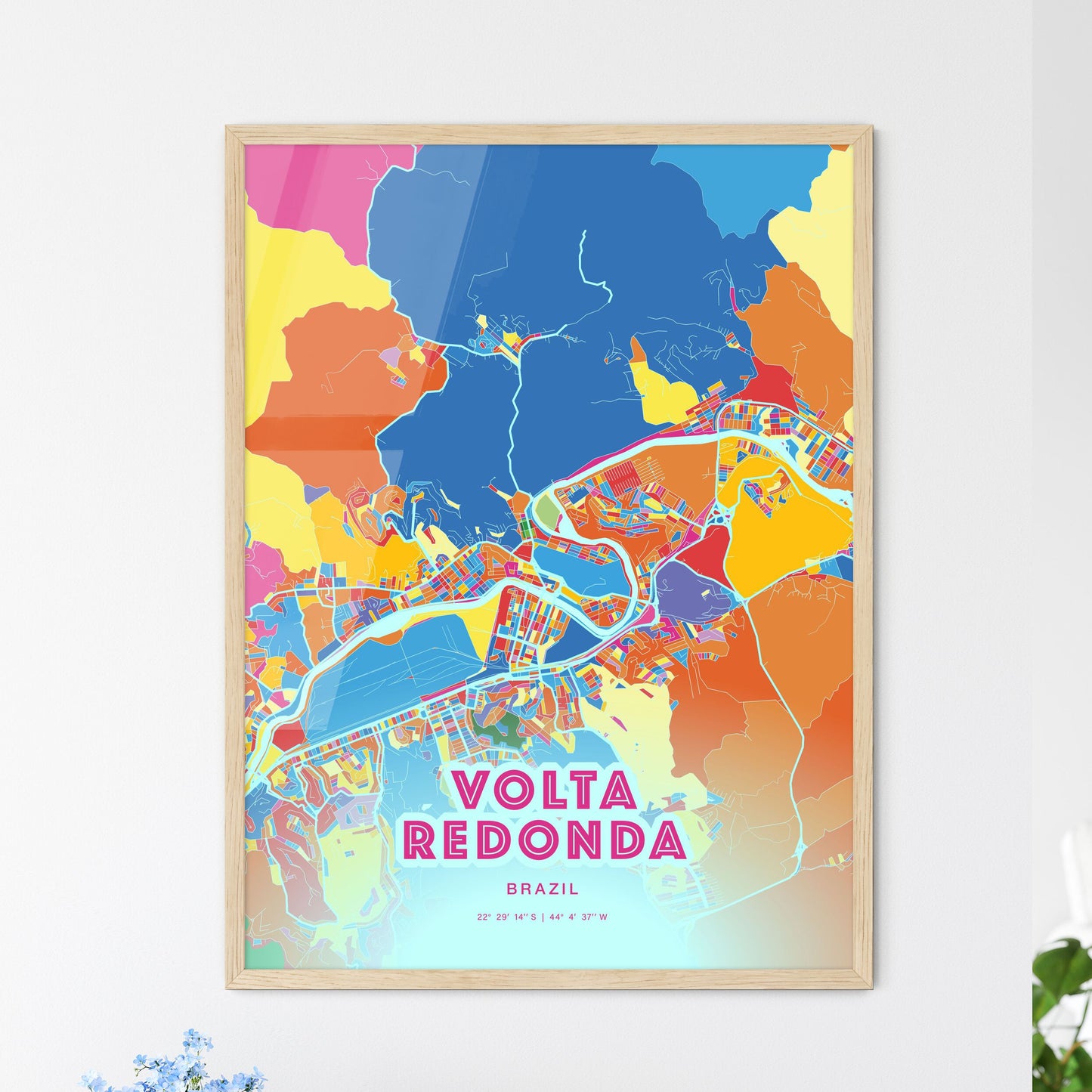 Colorful VOLTA REDONDA BRAZIL Fine Art Map Crazy Colors