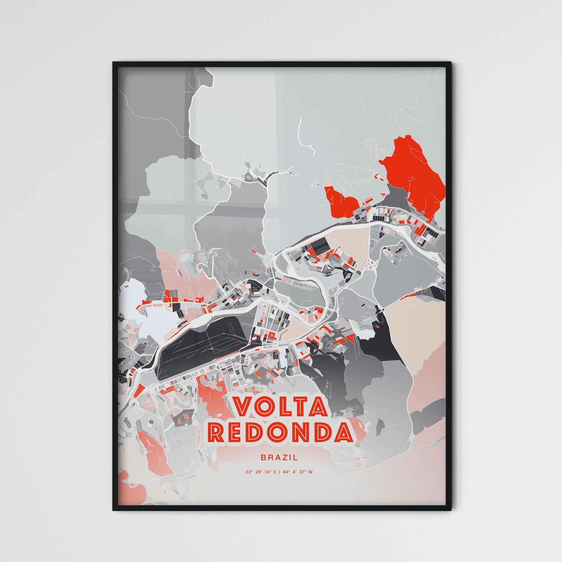 Colorful VOLTA REDONDA BRAZIL Fine Art Map Modern