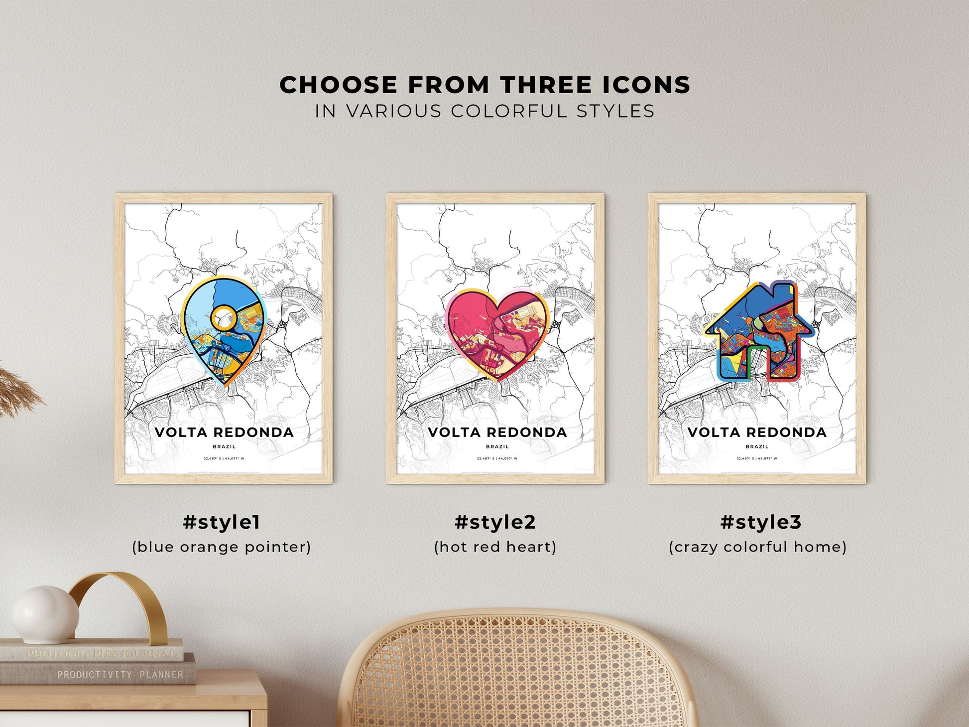 Volta Redonda Brazil maps with colorful icons