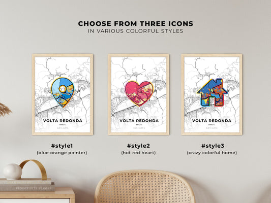 Volta Redonda Brazil maps with colorful icons