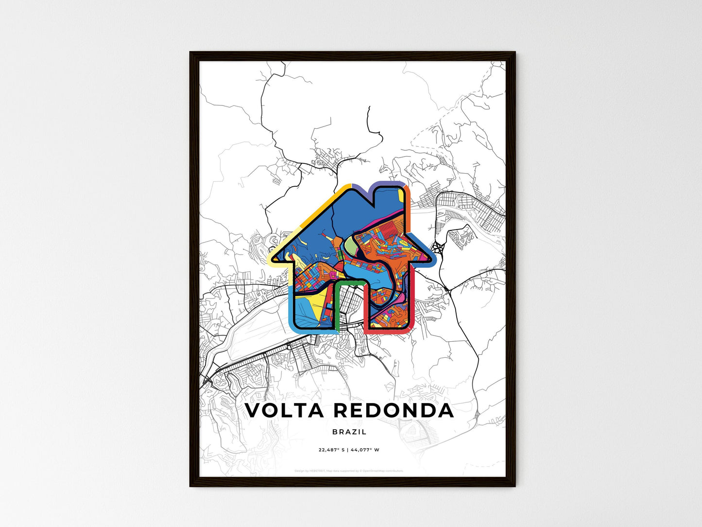 Volta Redonda Brazil wedding art map with home icon