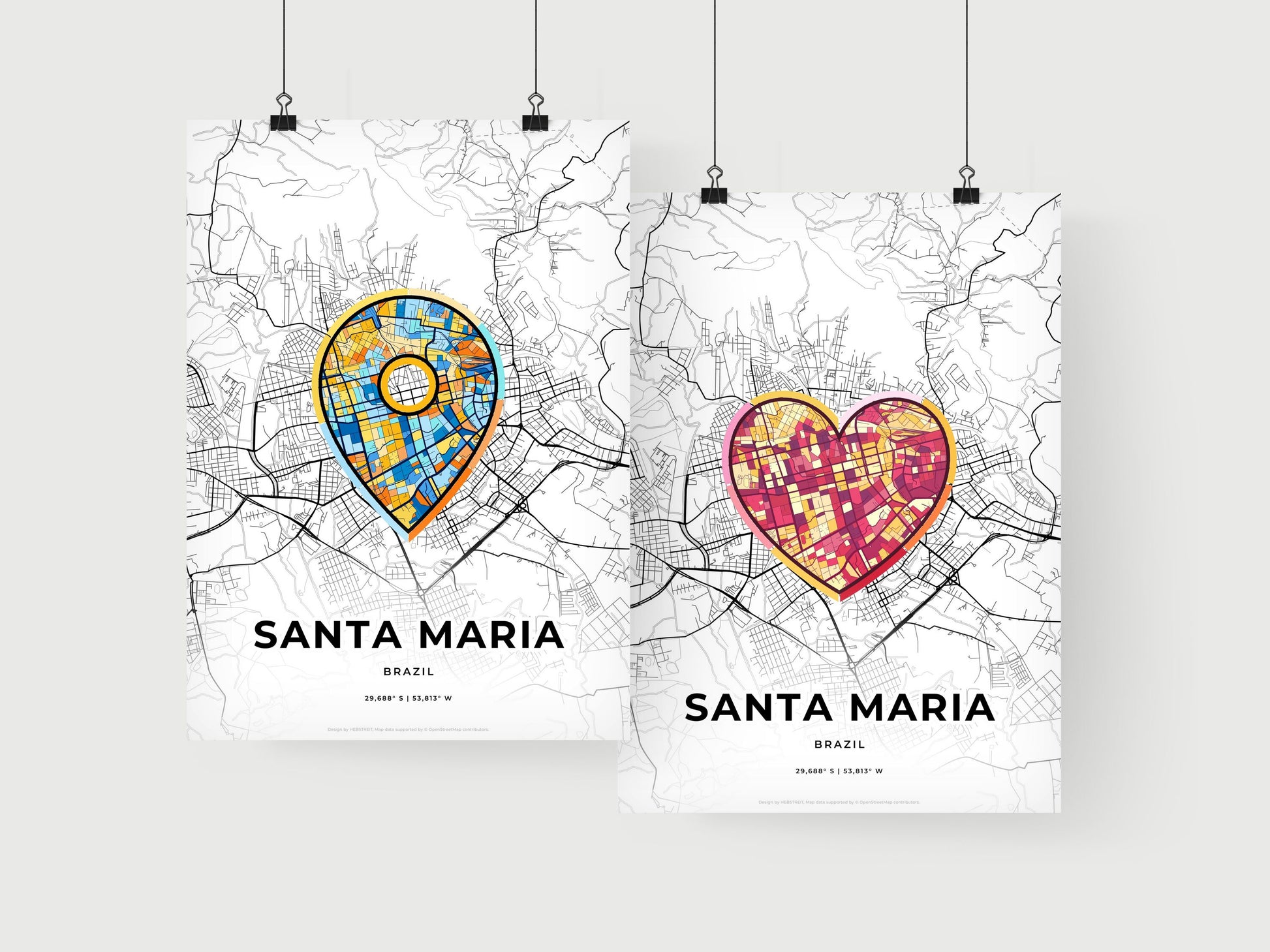 Santa Maria Brazil art print for couples