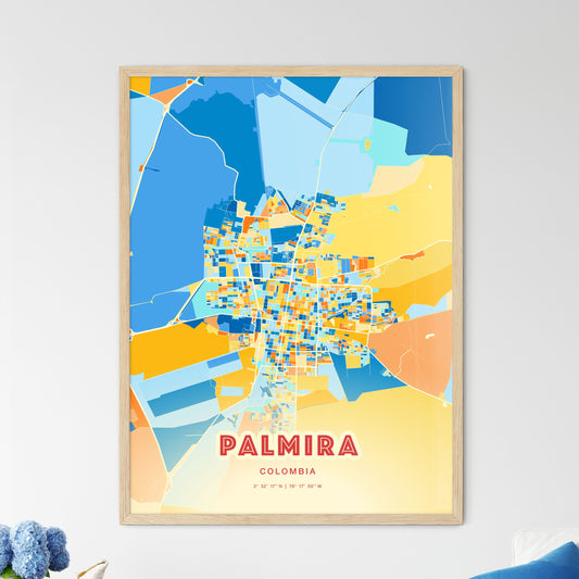 Colorful PALMIRA COLOMBIA Fine Art Map Blue Orange