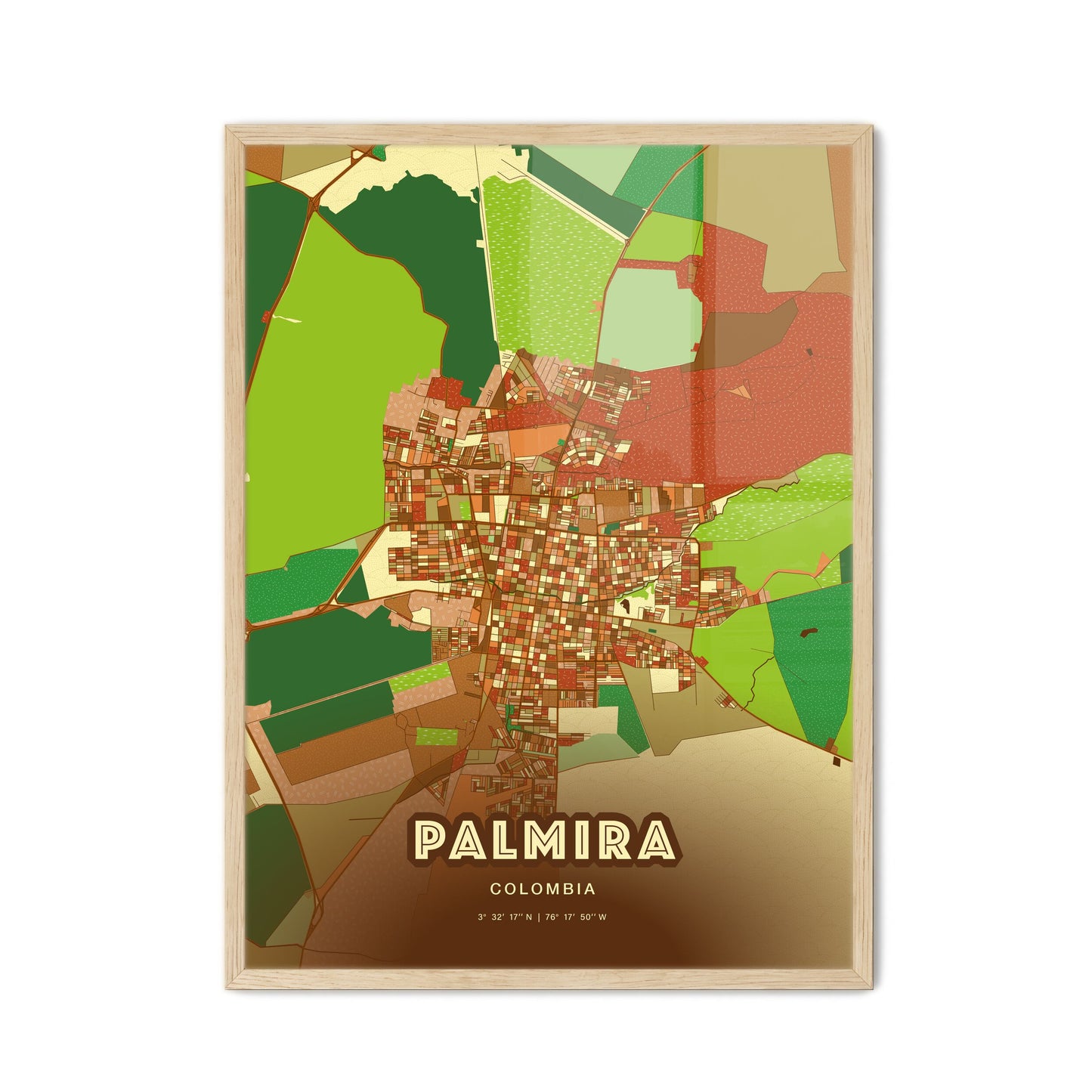 Colorful PALMIRA COLOMBIA Fine Art Map Farmhouse