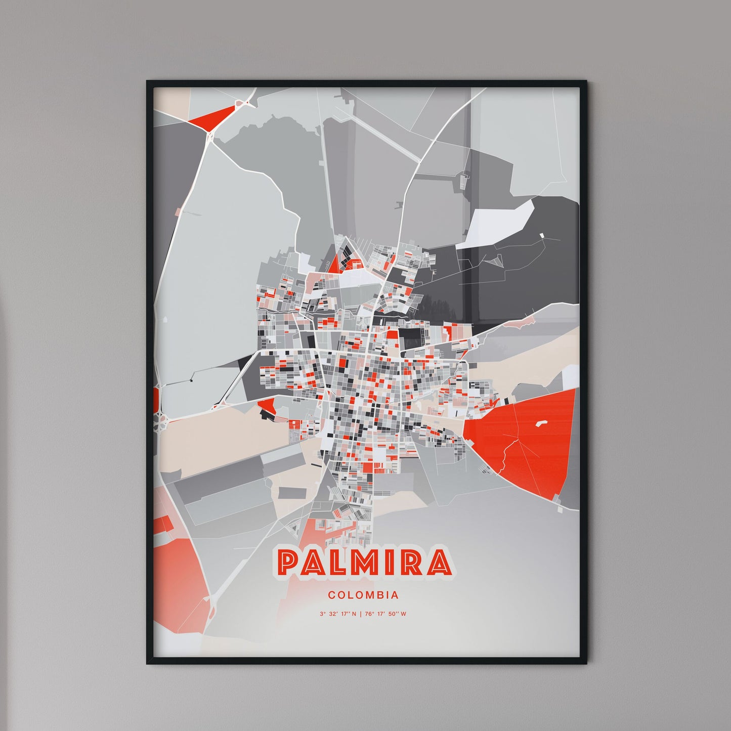 Colorful PALMIRA COLOMBIA Fine Art Map Modern