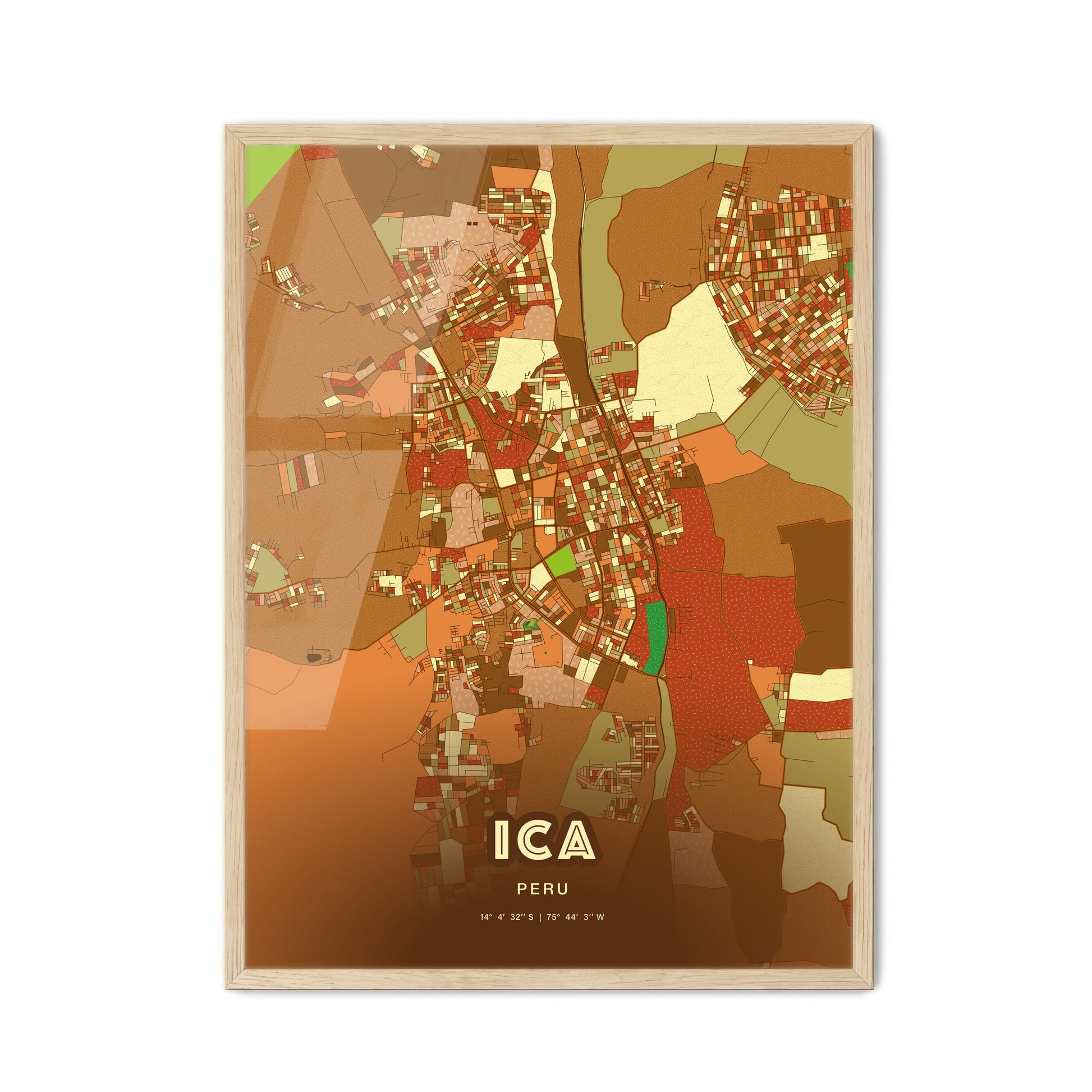 Colorful ICA PERU Fine Art Map Farmhouse