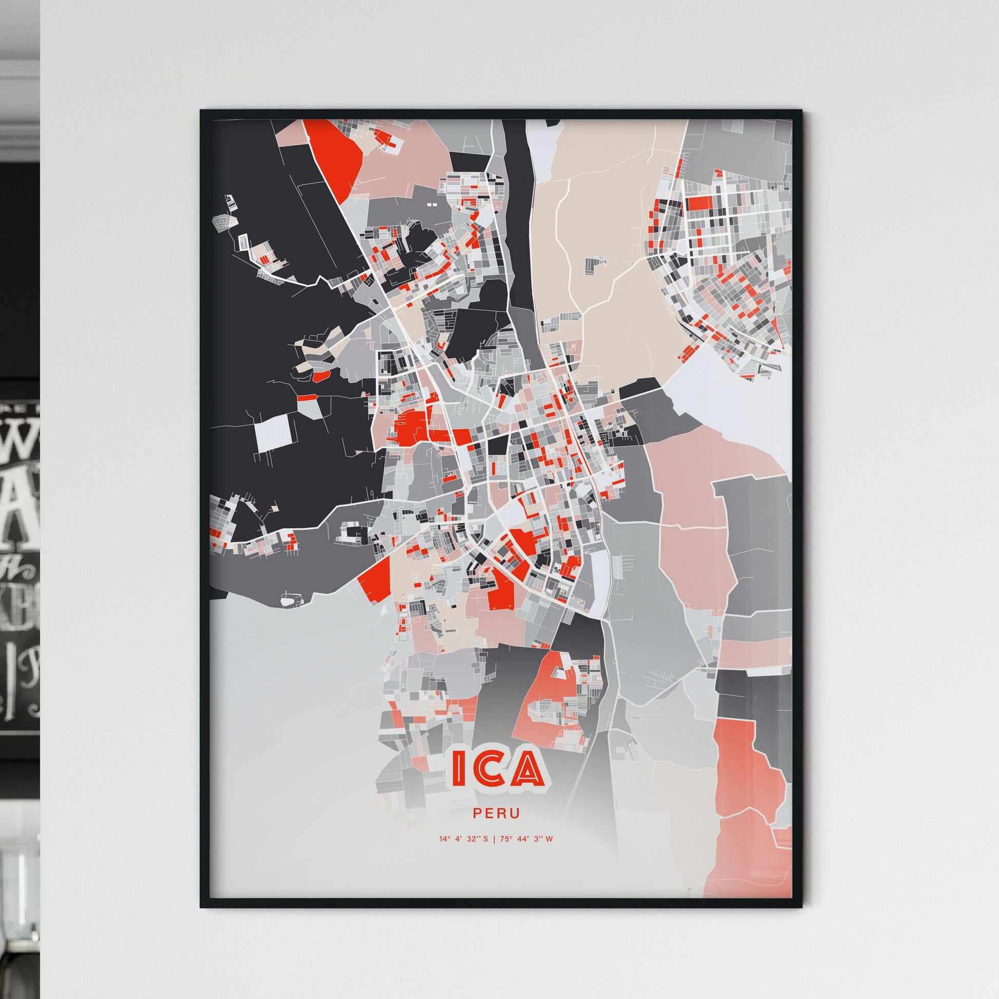 Colorful ICA PERU Fine Art Map Modern