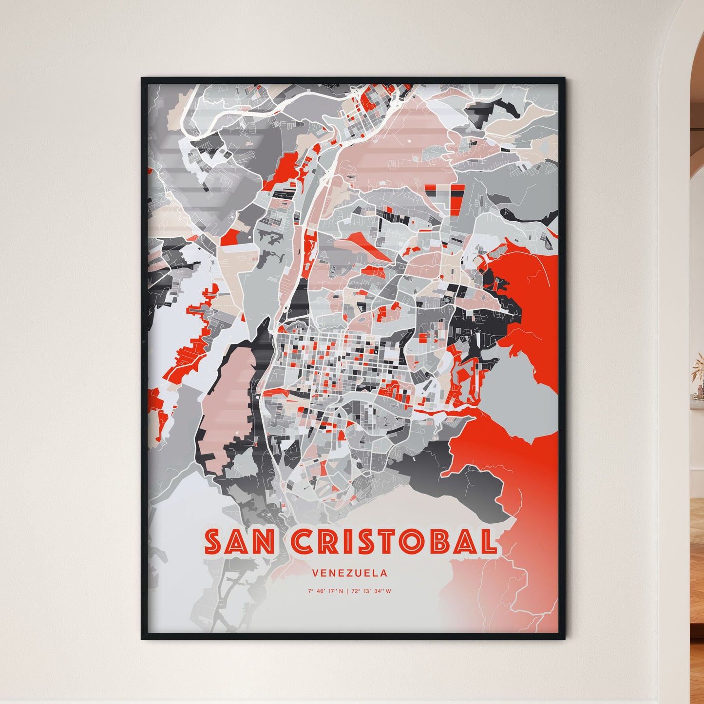 Colorful SAN CRISTOBAL VENEZUELA Fine Art Map Modern