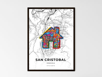 SAN CRISTOBAL VENEZUELA minimal art map with a colorful icon. Style 3