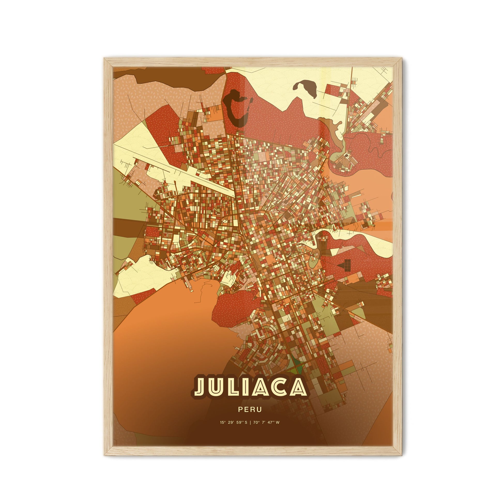 Colorful JULIACA PERU Fine Art Map Farmhouse