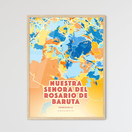 Colorful NUESTRA SENORA DEL ROSARIO DE BARUTA VENEZUELA Fine Art Map Blue Orange