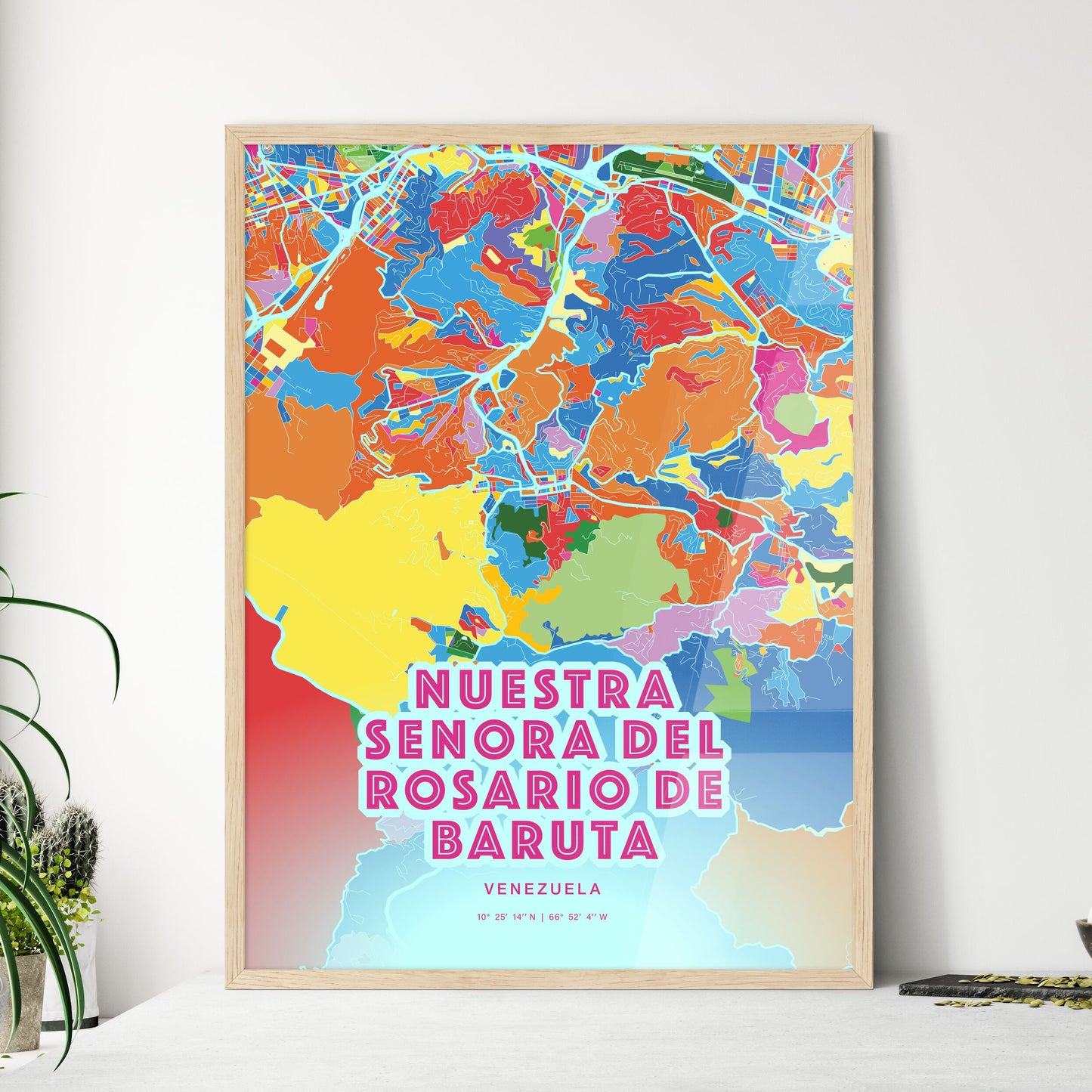 Colorful NUESTRA SENORA DEL ROSARIO DE BARUTA VENEZUELA Fine Art Map Crazy Colors