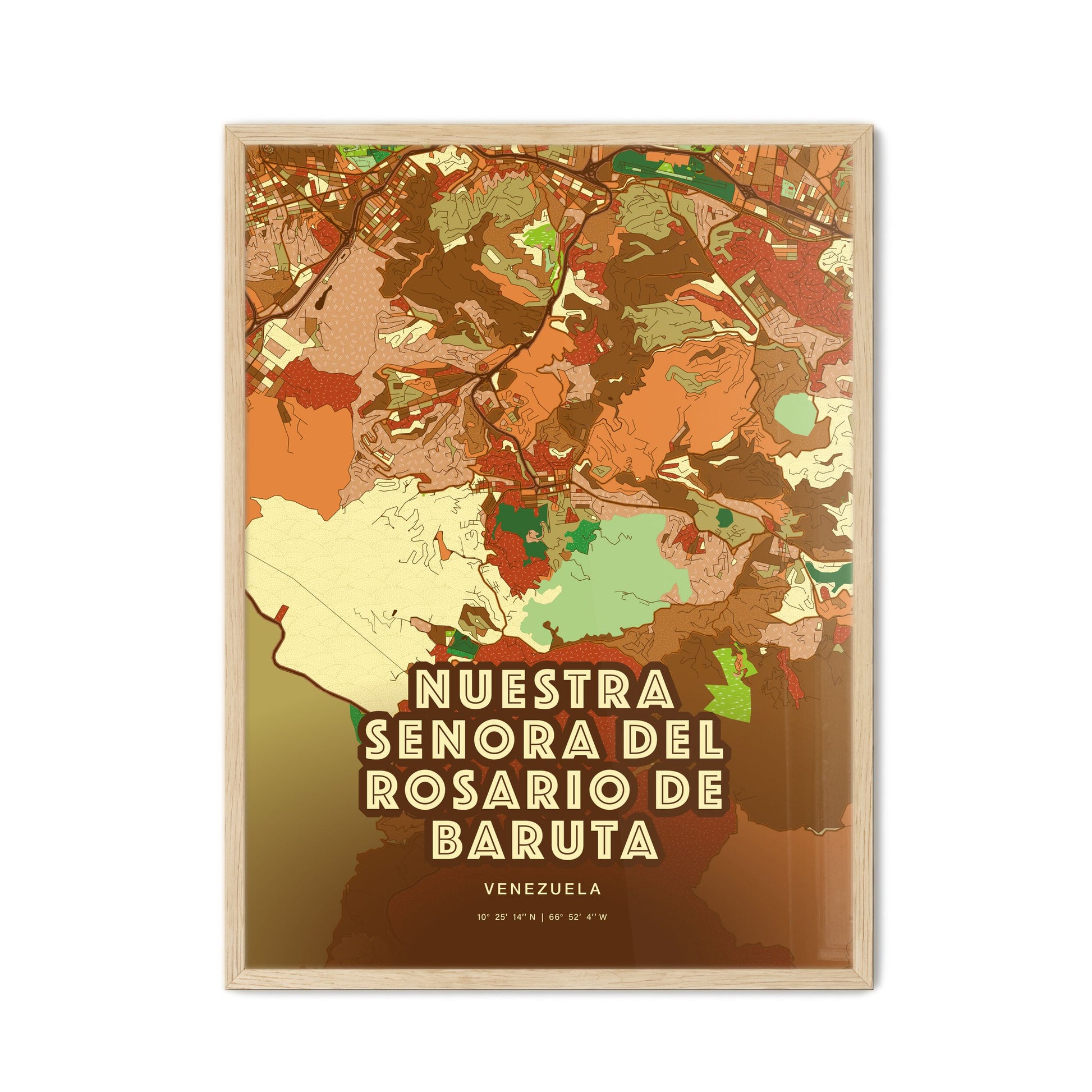 Colorful NUESTRA SENORA DEL ROSARIO DE BARUTA VENEZUELA Fine Art Map Farmhouse