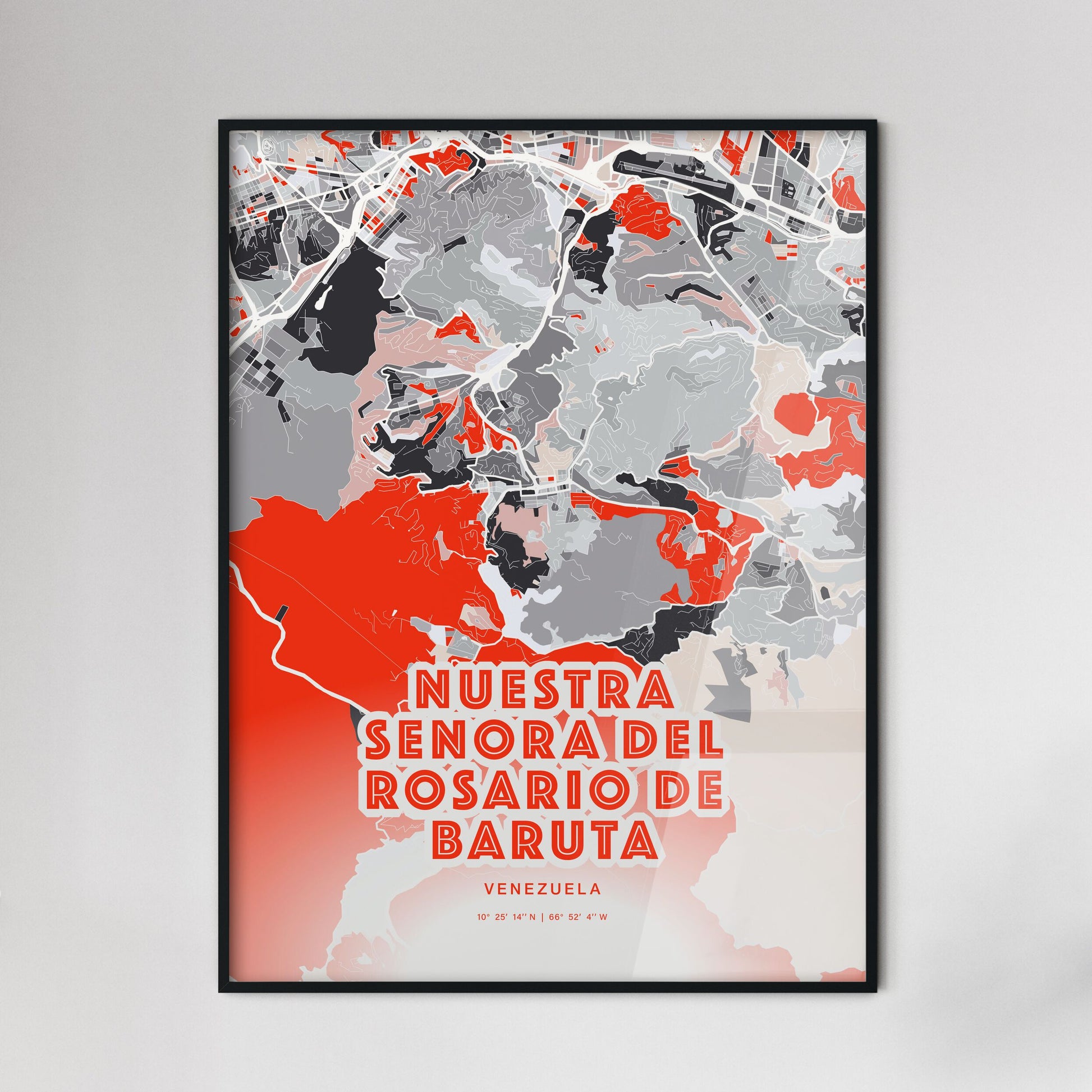 Colorful NUESTRA SENORA DEL ROSARIO DE BARUTA VENEZUELA Fine Art Map Modern