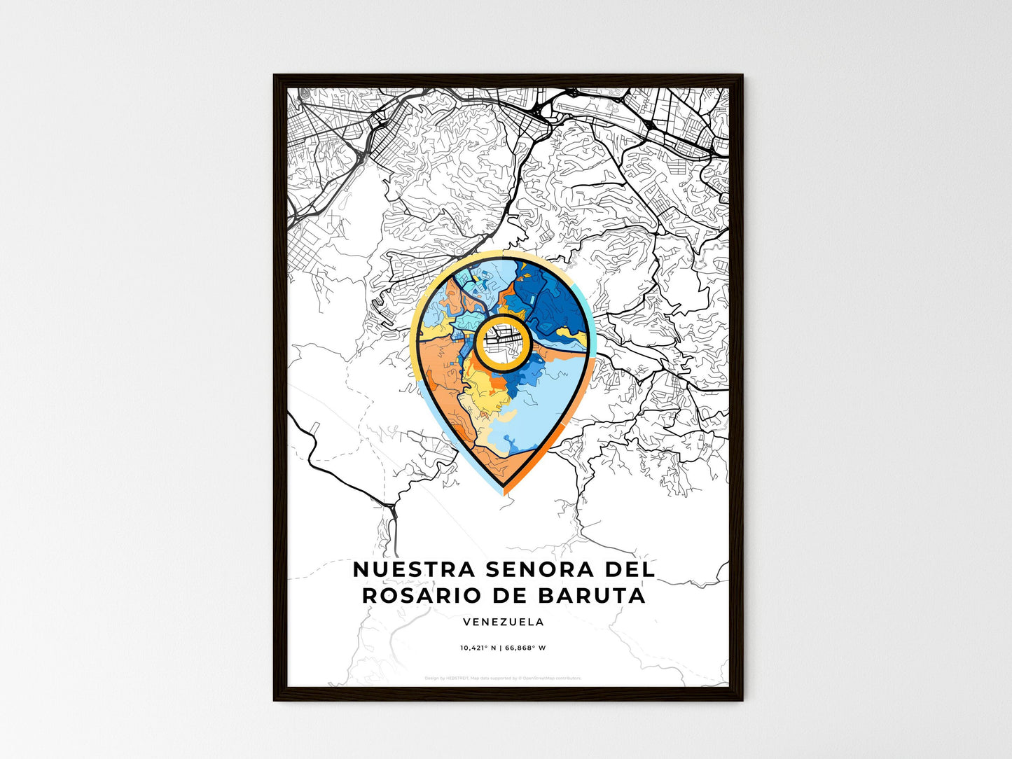 Nuestra Senora Del Rosario De Baruta Venezuela wedding art map with pointer icon