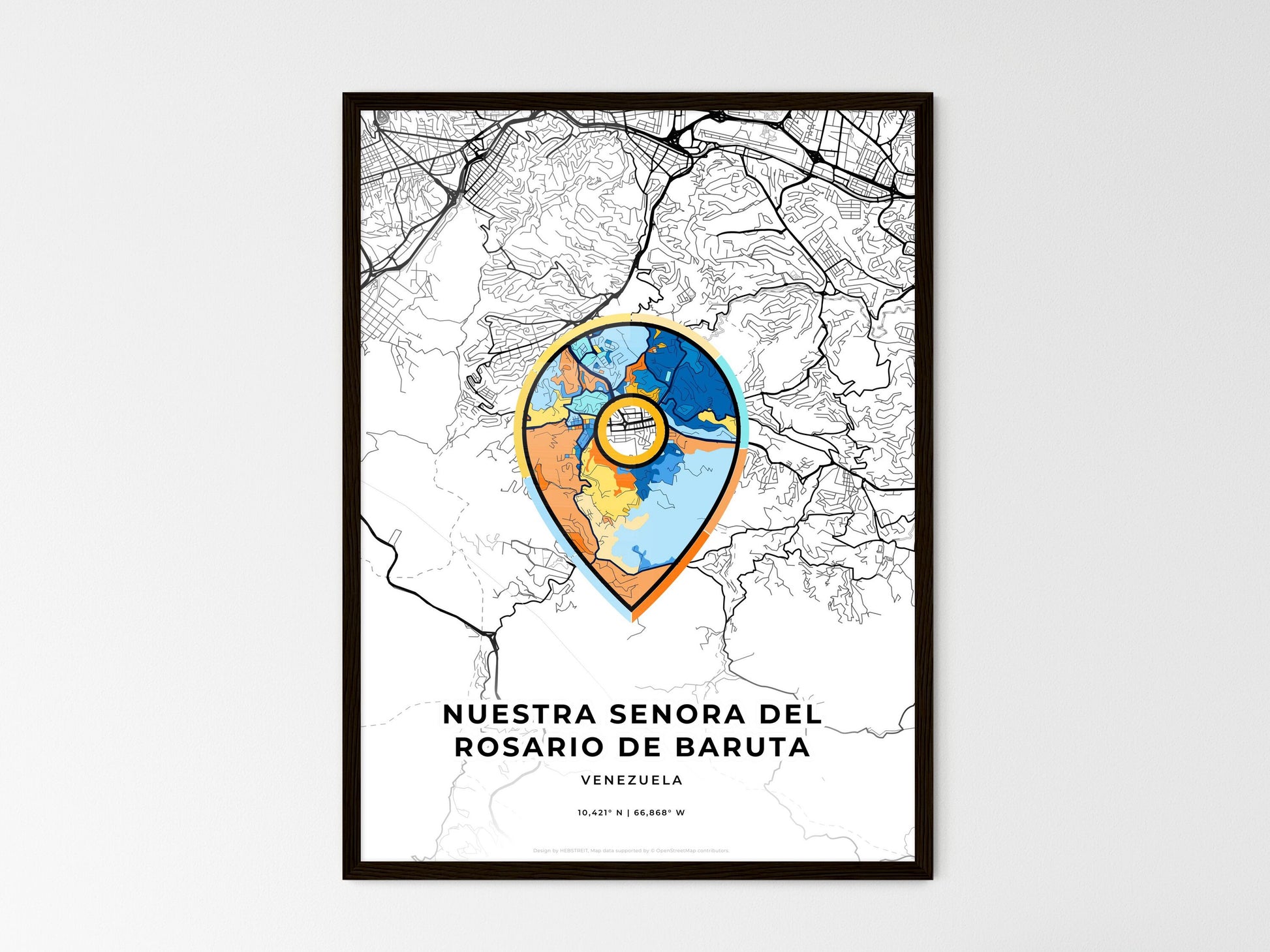 Nuestra Senora Del Rosario De Baruta Venezuela wedding art map with pointer icon