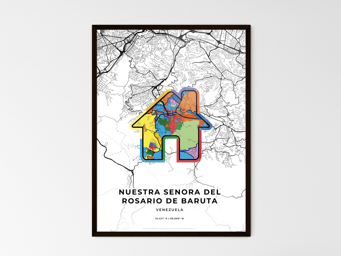 Nuestra Senora Del Rosario De Baruta Venezuela wedding art map with home icon