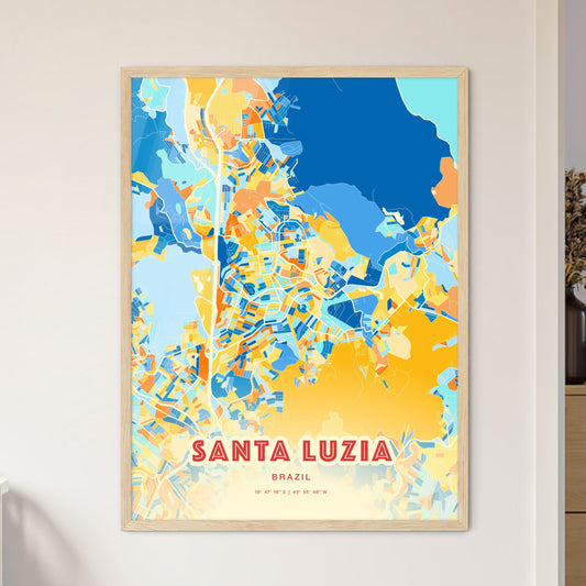 Colorful SANTA LUZIA BRAZIL Fine Art Map Blue Orange