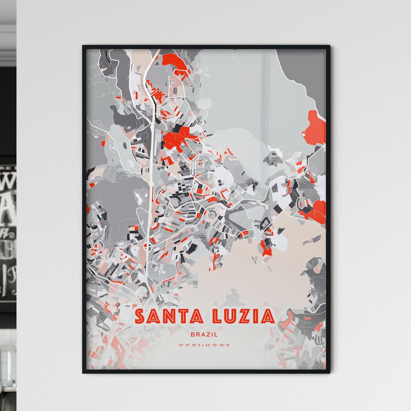 Colorful SANTA LUZIA BRAZIL Fine Art Map Modern