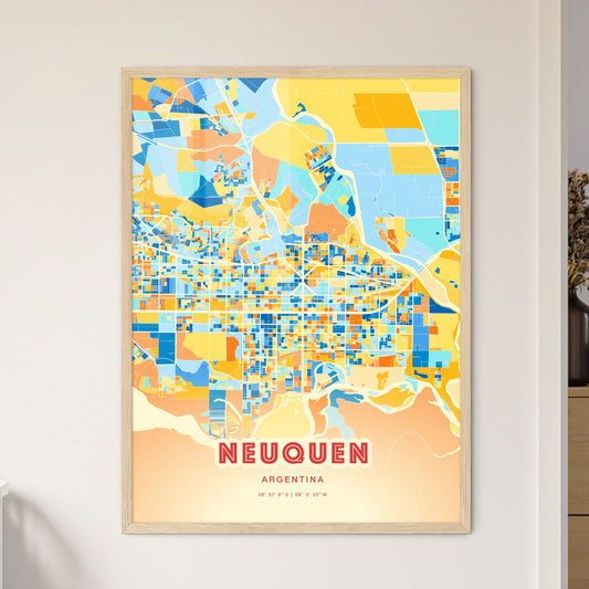 Colorful NEUQUEN ARGENTINA Fine Art Map Blue Orange