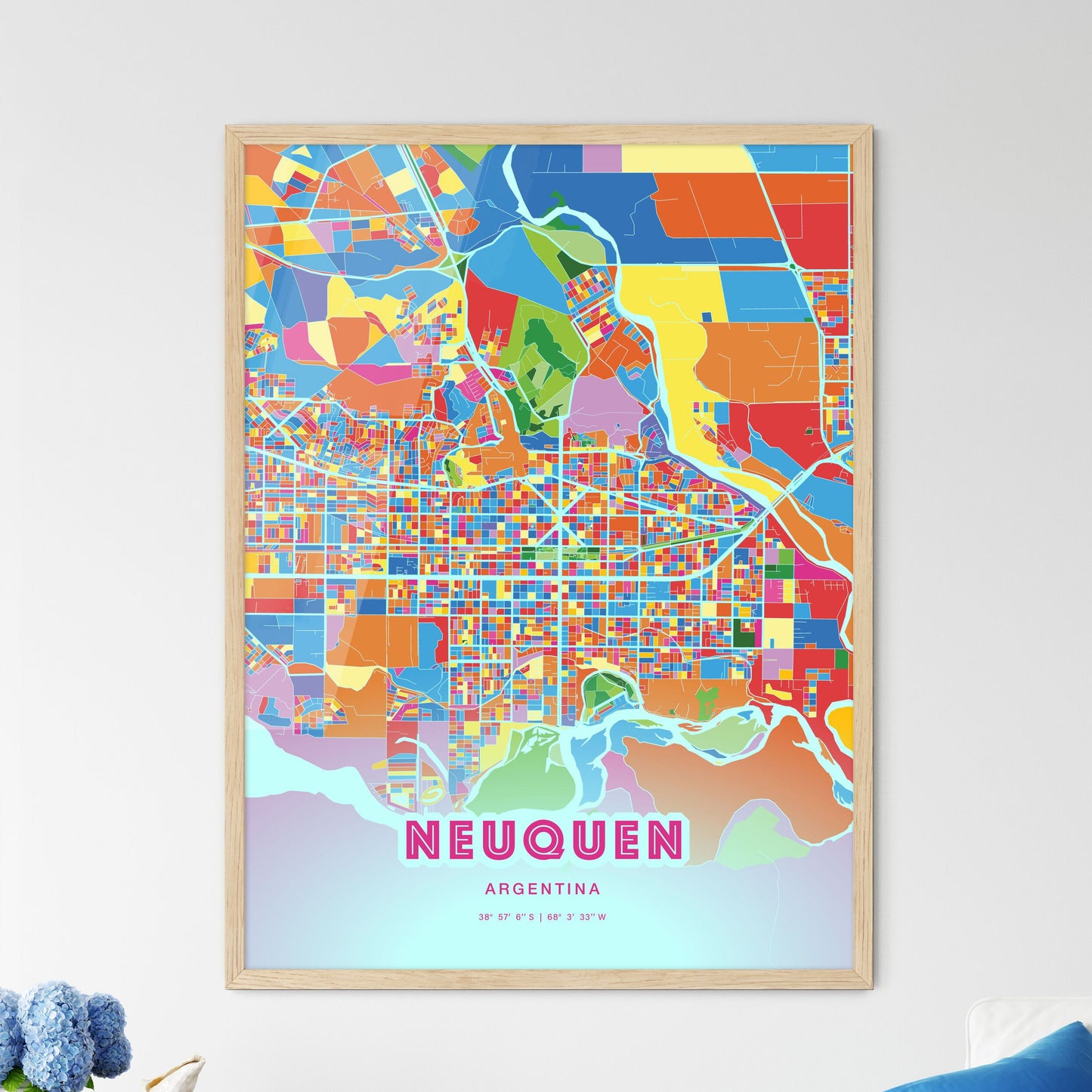 Colorful NEUQUEN ARGENTINA Fine Art Map Crazy Colors