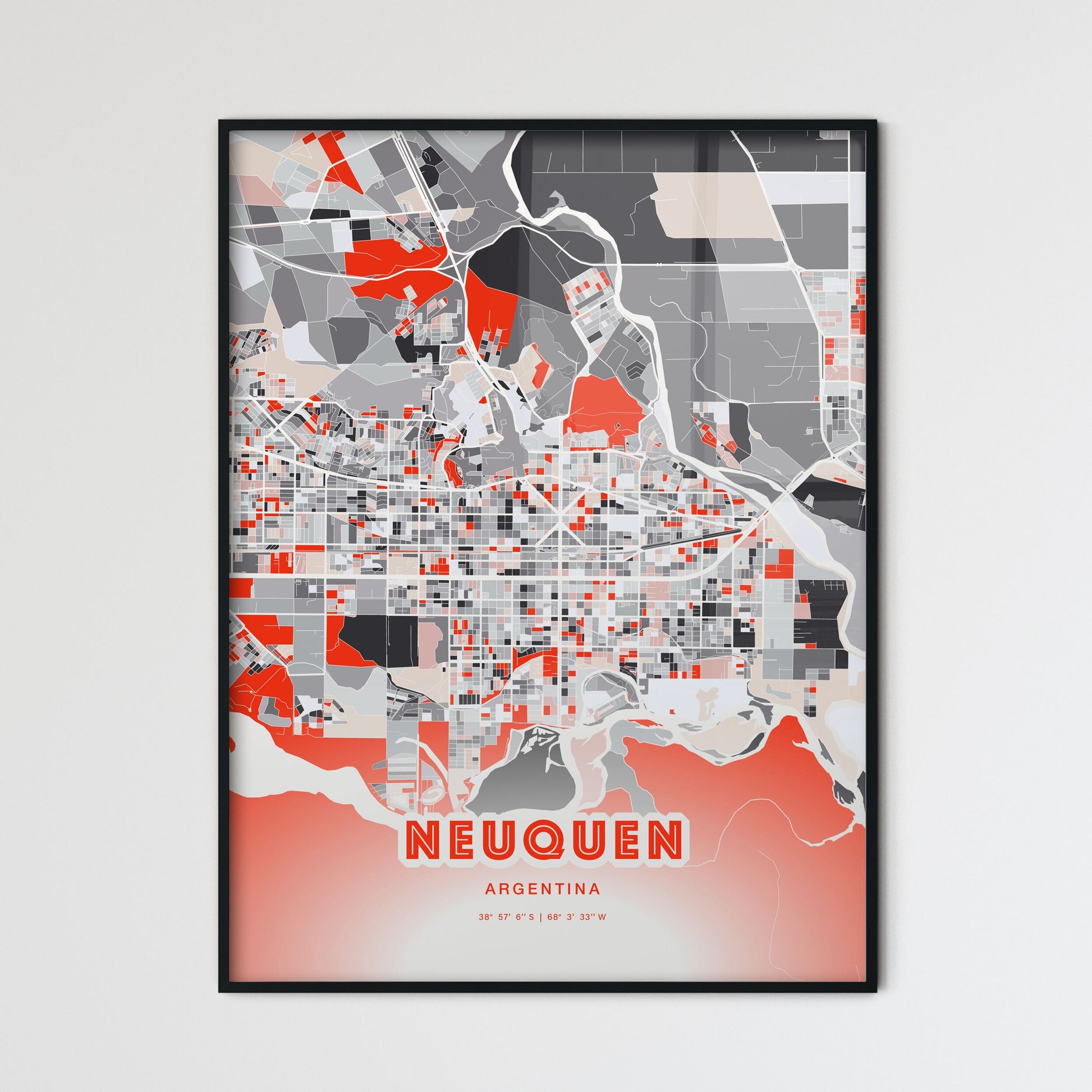 Colorful NEUQUEN ARGENTINA Fine Art Map Modern