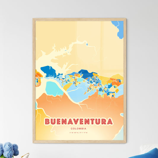 Colorful BUENAVENTURA COLOMBIA Fine Art Map Blue Orange