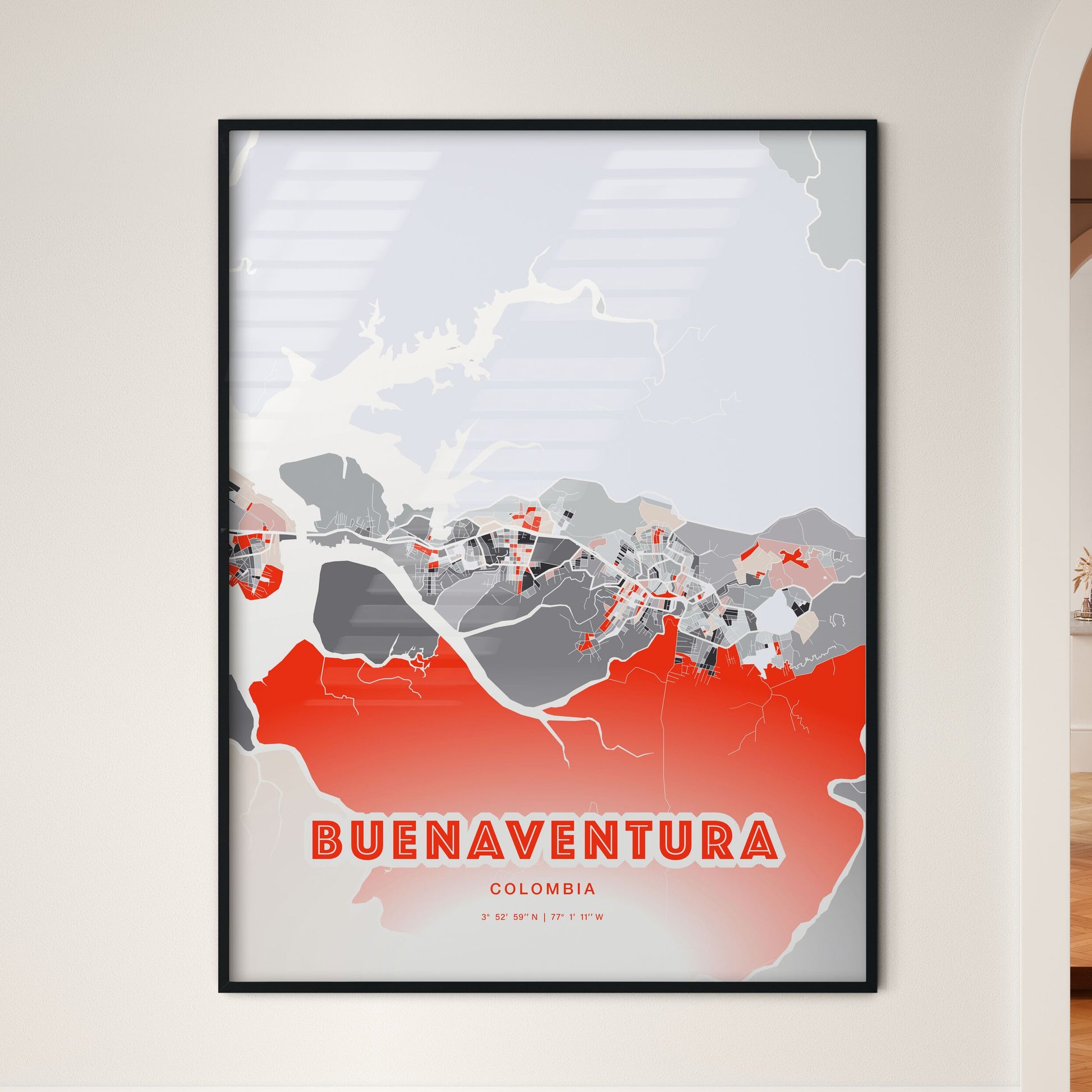 Colorful BUENAVENTURA COLOMBIA Fine Art Map Modern