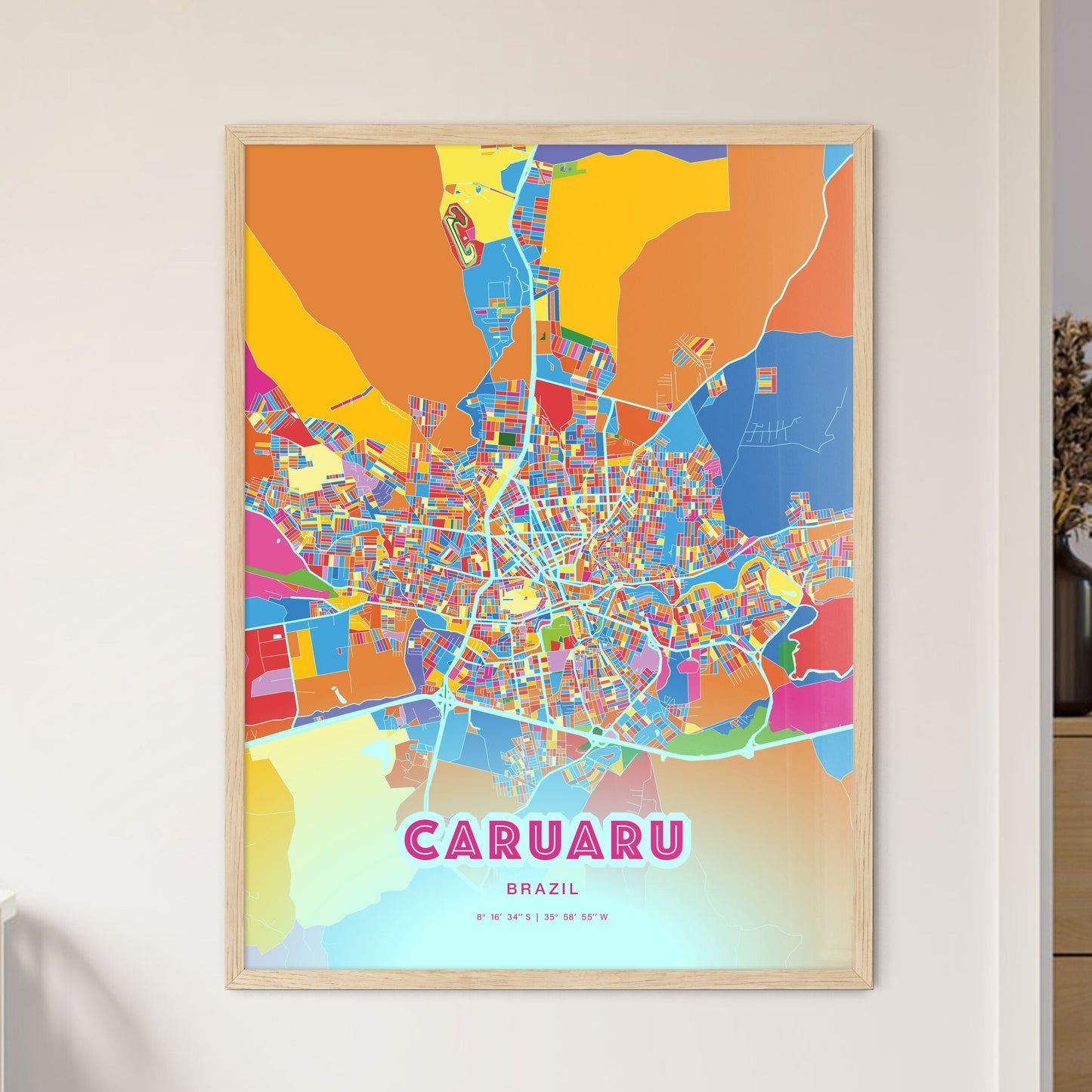 Colorful CARUARU BRAZIL Fine Art Map Crazy Colors