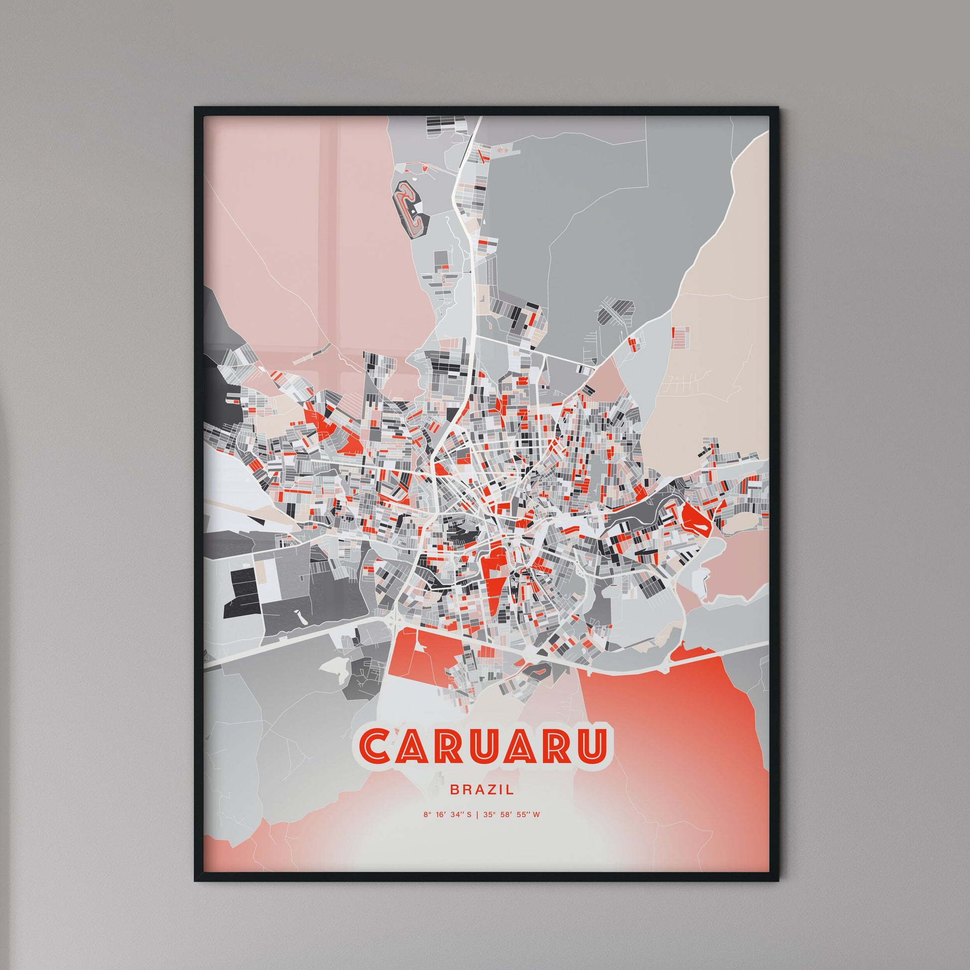 Colorful CARUARU BRAZIL Fine Art Map Modern