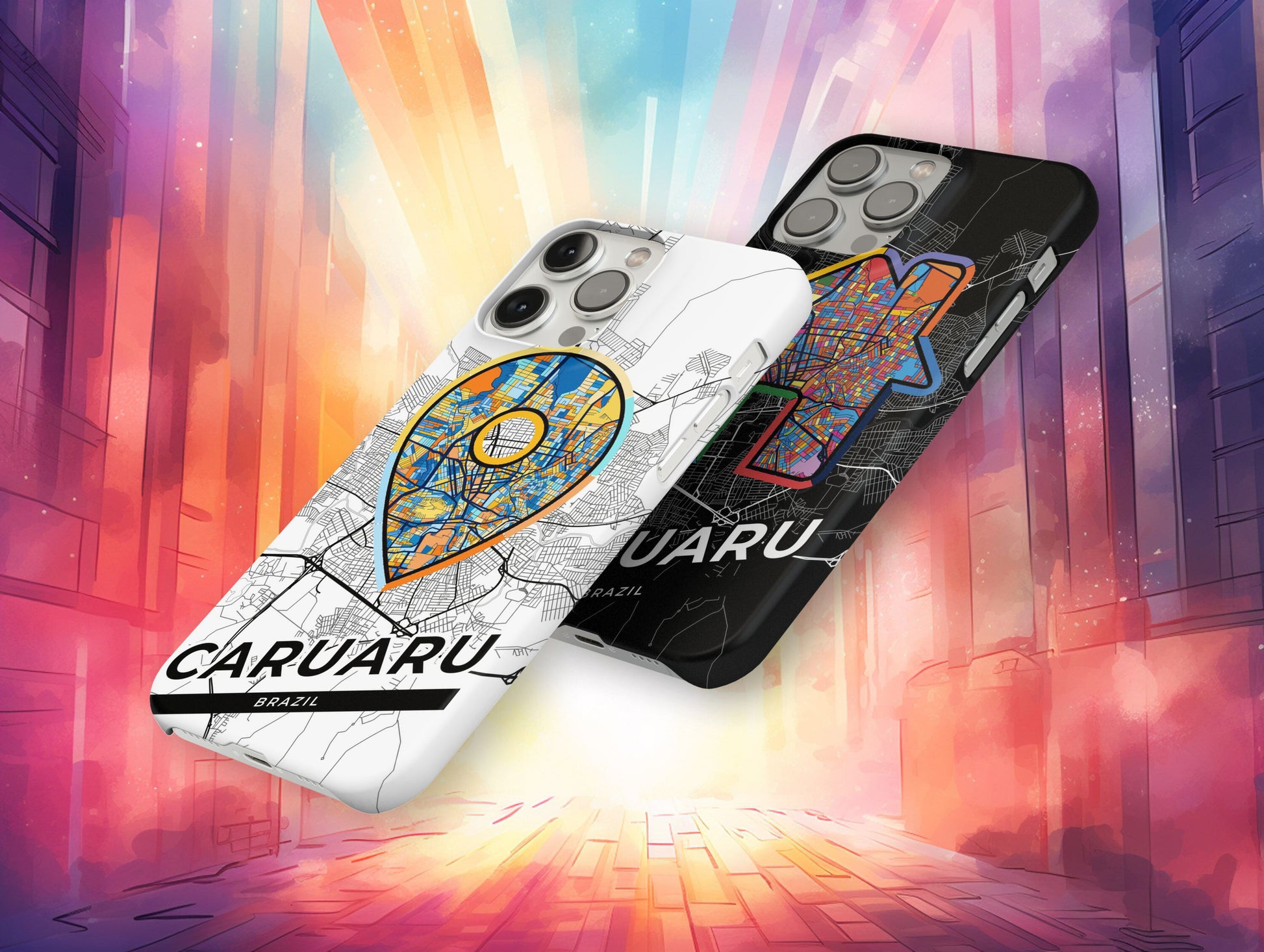 Caruaru Brazil slim phone case with colorful icon. Birthday, wedding or housewarming gift. Couple match cases.
