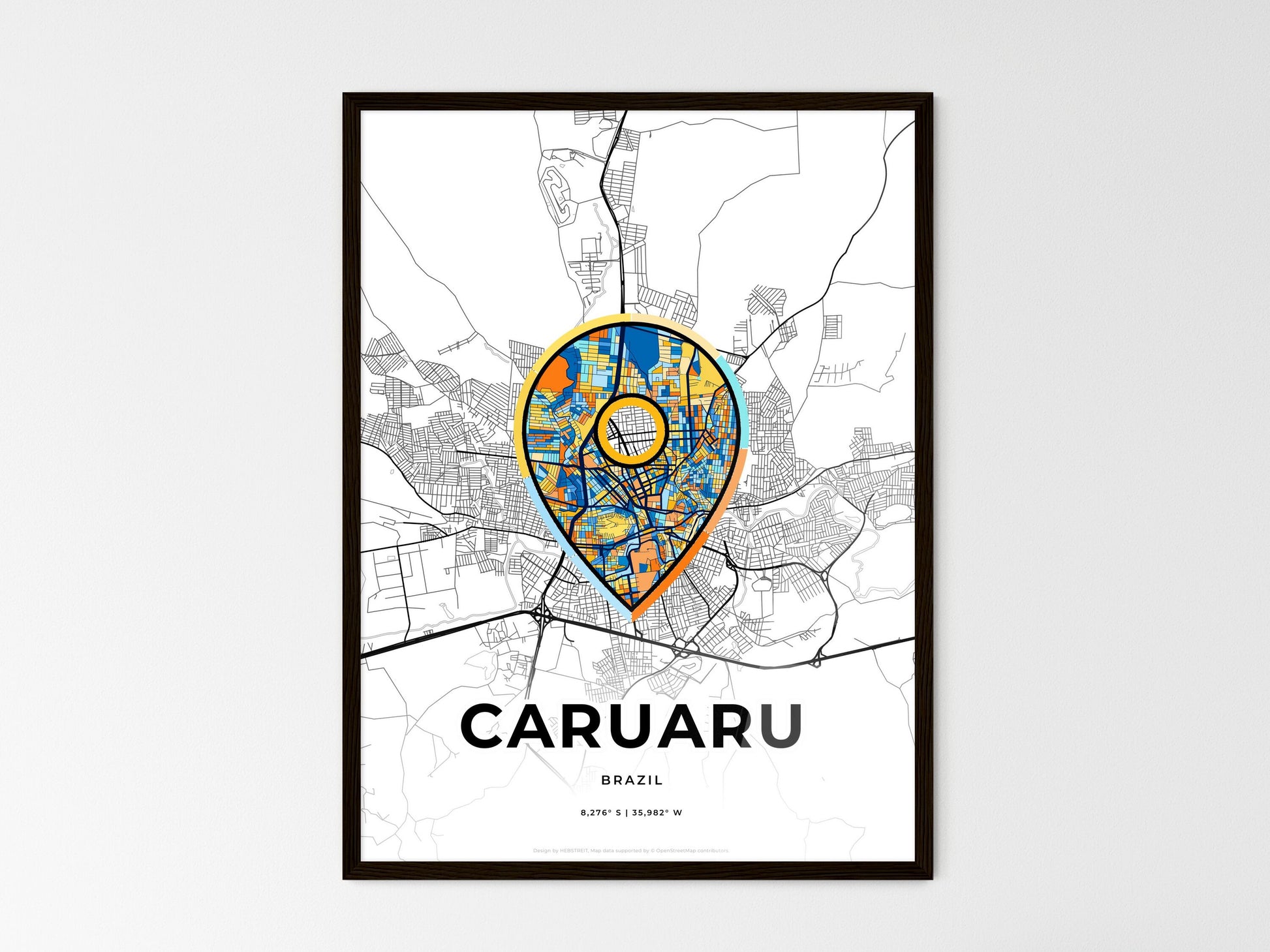 Caruaru Brazil wedding art map with pointer icon