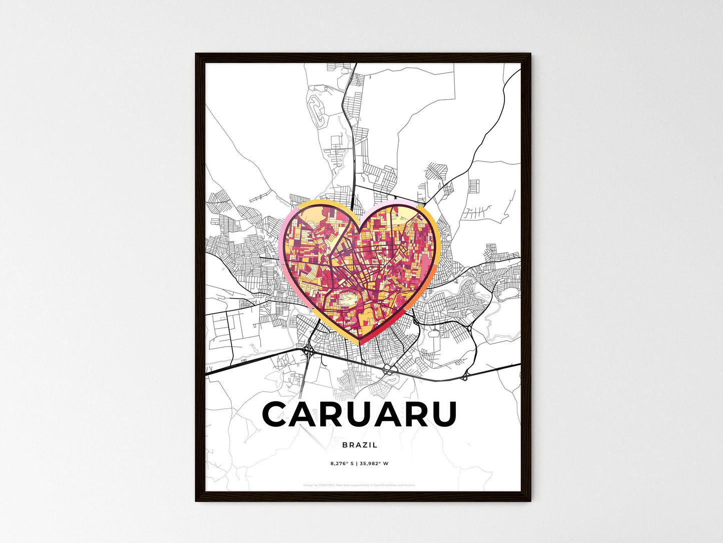 Caruaru Brazil wedding art map with heart icon