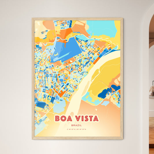 Colorful BOA VISTA BRAZIL Fine Art Map Blue Orange