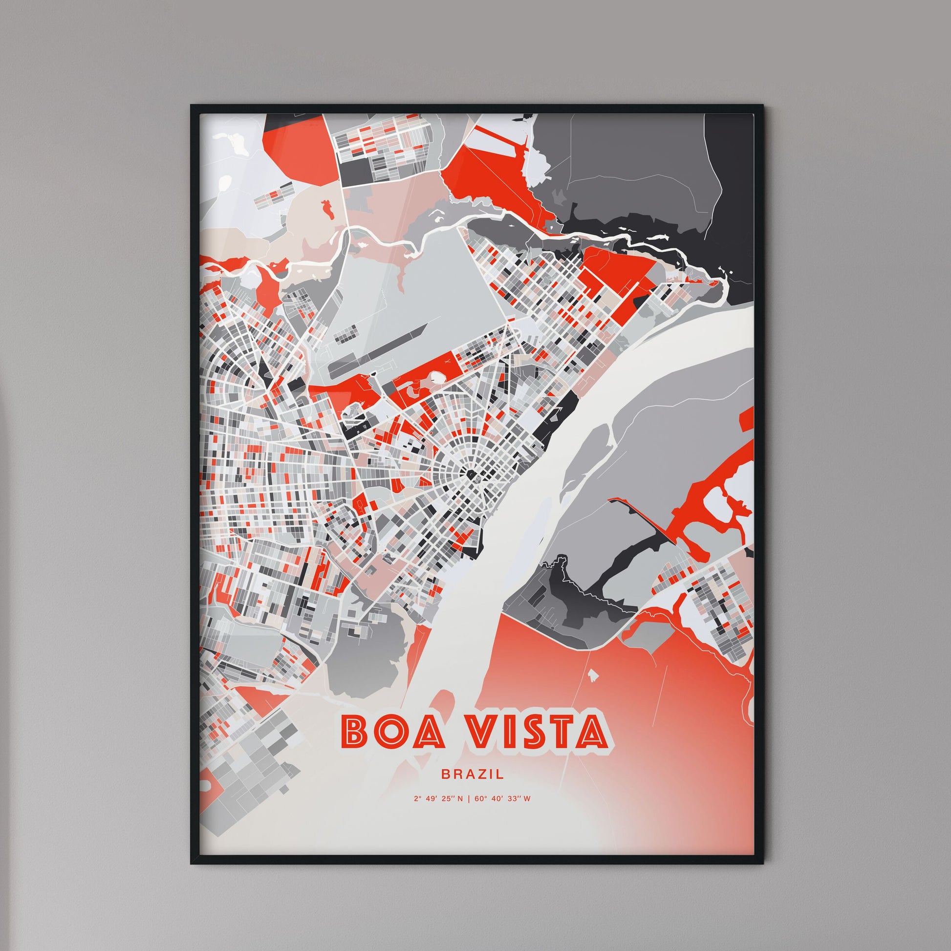 Colorful BOA VISTA BRAZIL Fine Art Map Modern