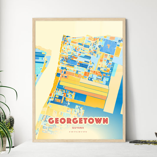 Colorful GEORGETOWN GUYANA Fine Art Map Blue Orange