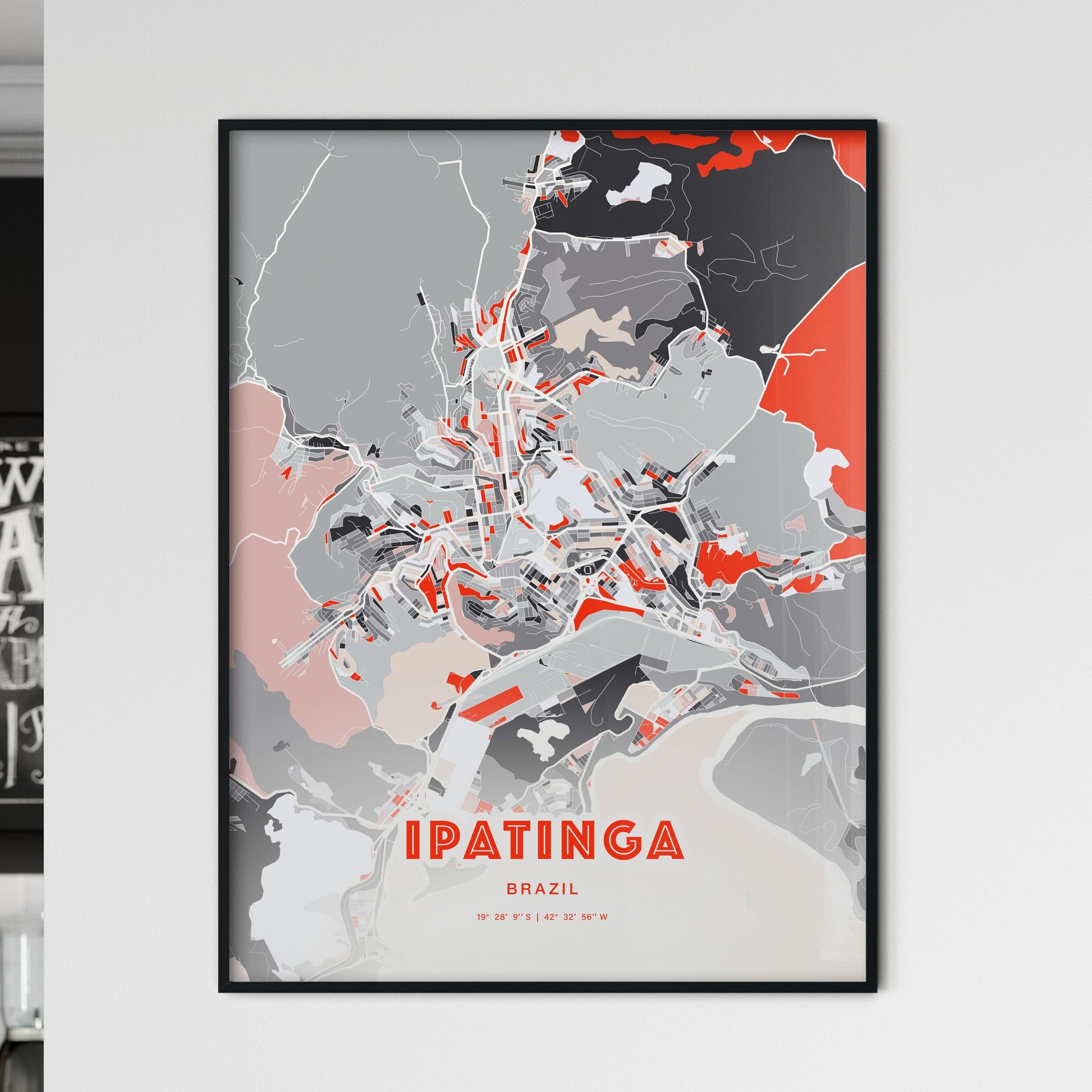 Colorful IPATINGA BRAZIL Fine Art Map Modern